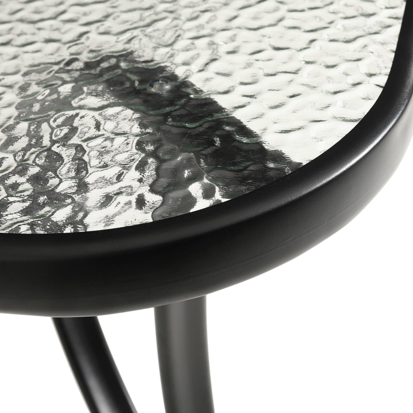 Tory Commercial Grade 35" x 59" Rectangular Patio Table with Tempered Glass Top with Umbrella Hole and Steel Tube Frame in Black Clear Top/Black Frame