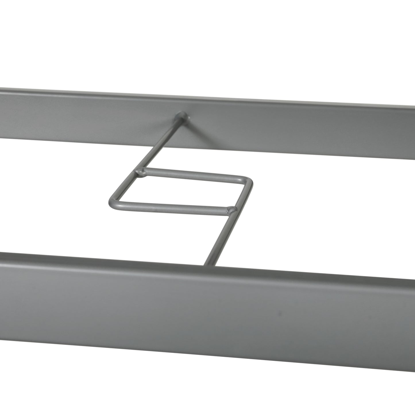 Tory Commercial Grade 35" x 59" Rectangular Patio Table with Tempered Glass Top with Umbrella Hole and Steel Tube Frame in Silver Clear Top/Silver Frame