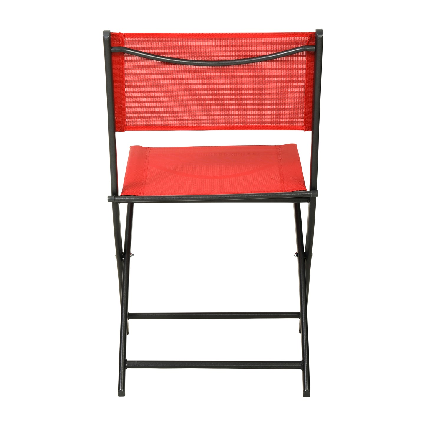 Brazos Set of 2 Commercial Grade Indoor/Outdoor Folding Chairs with Red Flex Comfort Material Backs and Seats and Black Metal Frames Red
