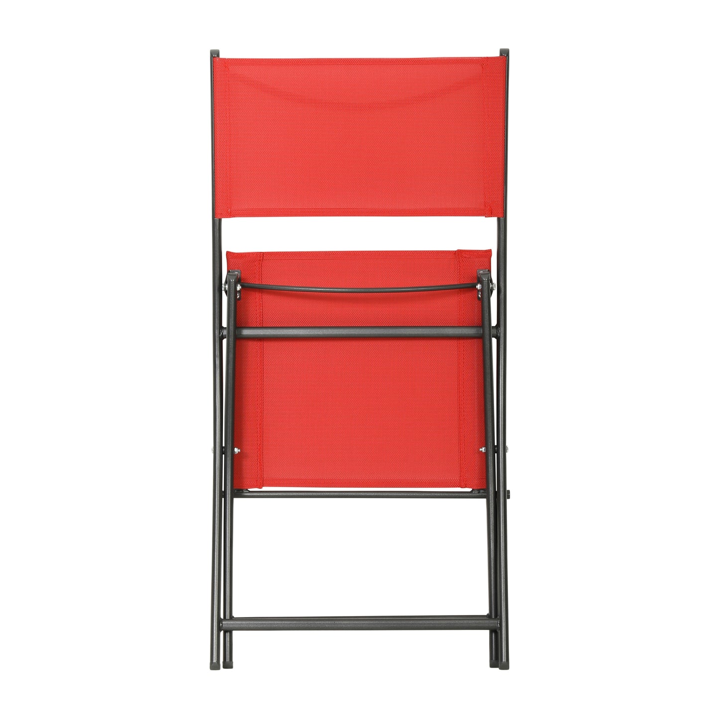 Brazos Set of 2 Commercial Grade Indoor/Outdoor Folding Chairs with Red Flex Comfort Material Backs and Seats and Black Metal Frames Red