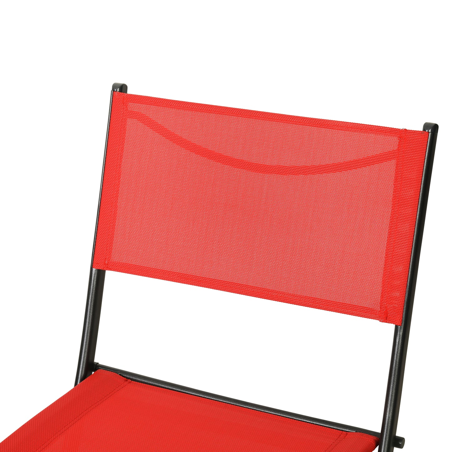 Brazos Set of 2 Commercial Grade Indoor/Outdoor Folding Chairs with Red Flex Comfort Material Backs and Seats and Black Metal Frames Red