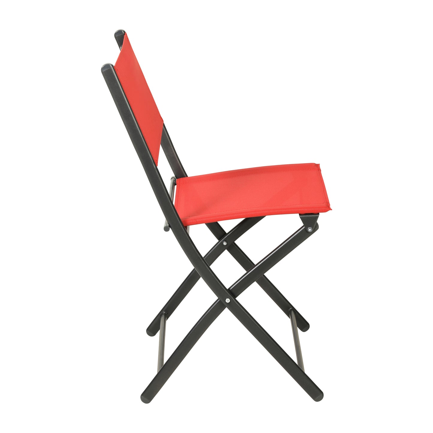 Brazos Set of 2 Commercial Grade Indoor/Outdoor Folding Chairs with Red Flex Comfort Material Backs and Seats and Black Metal Frames Red