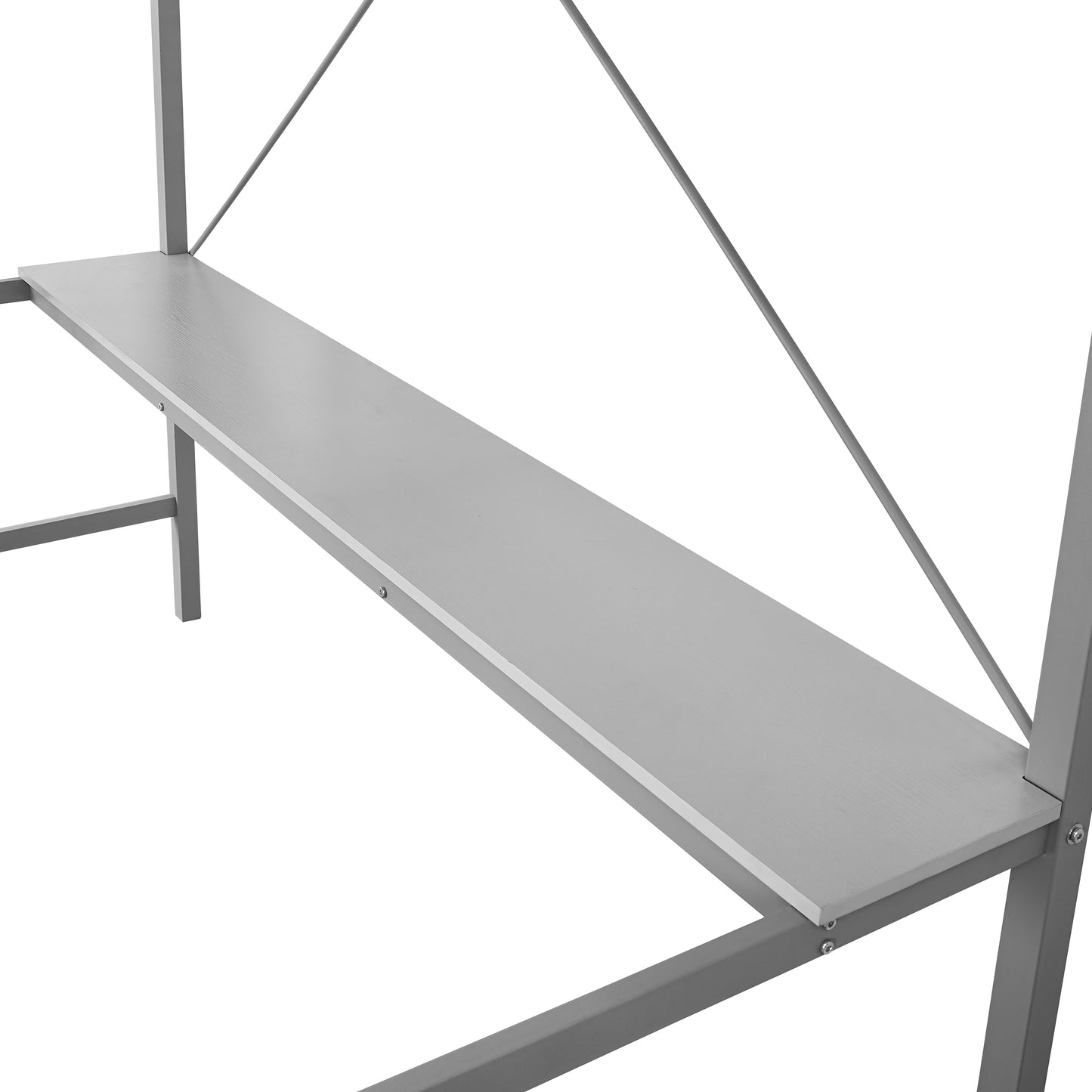 Jake Loft Bed Frame with Desk, Twin Size Metal Bed Frame with Protective Guard Rails & Ladder for Kids, Teens and Adults - Gray Gray