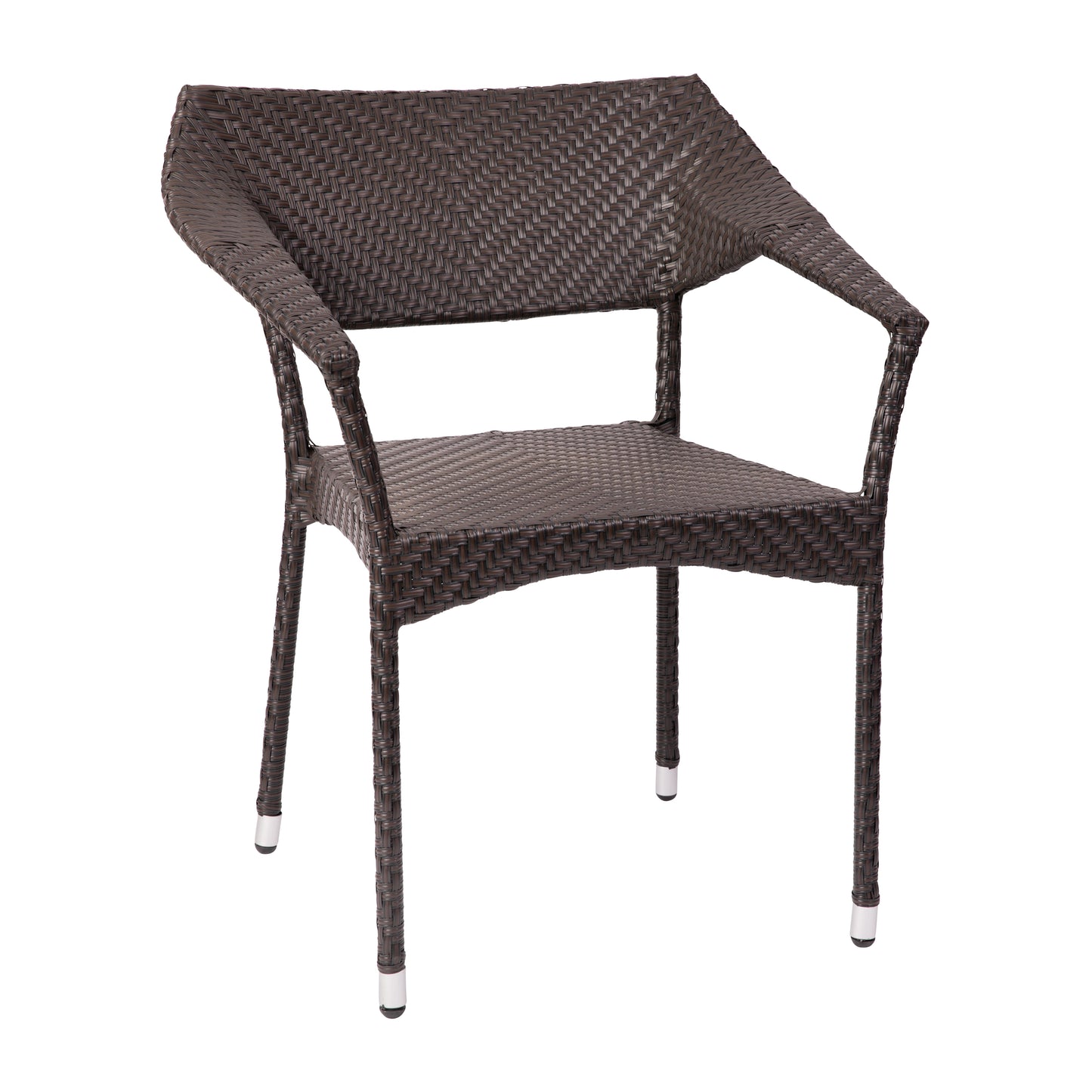 Jace Commercial Grade Stacking Patio Chair, All Weather PE Rattan Wicker Patio Dining Chair in Espresso Espresso