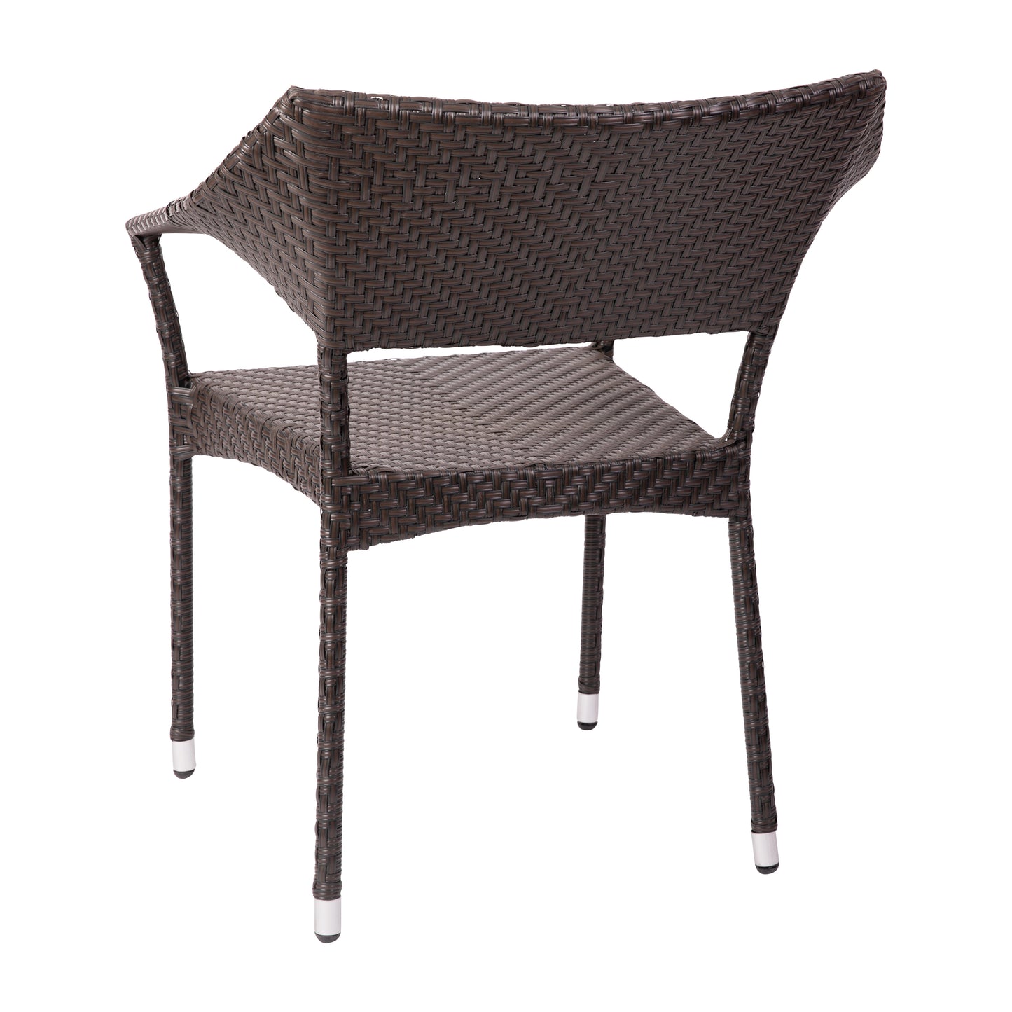 Jace Commercial Grade Stacking Patio Chair, All Weather PE Rattan Wicker Patio Dining Chair in Espresso Espresso