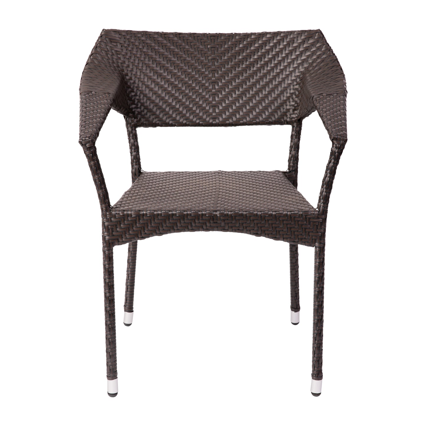 Jace Commercial Grade Stacking Patio Chair, All Weather PE Rattan Wicker Patio Dining Chair in Espresso Espresso