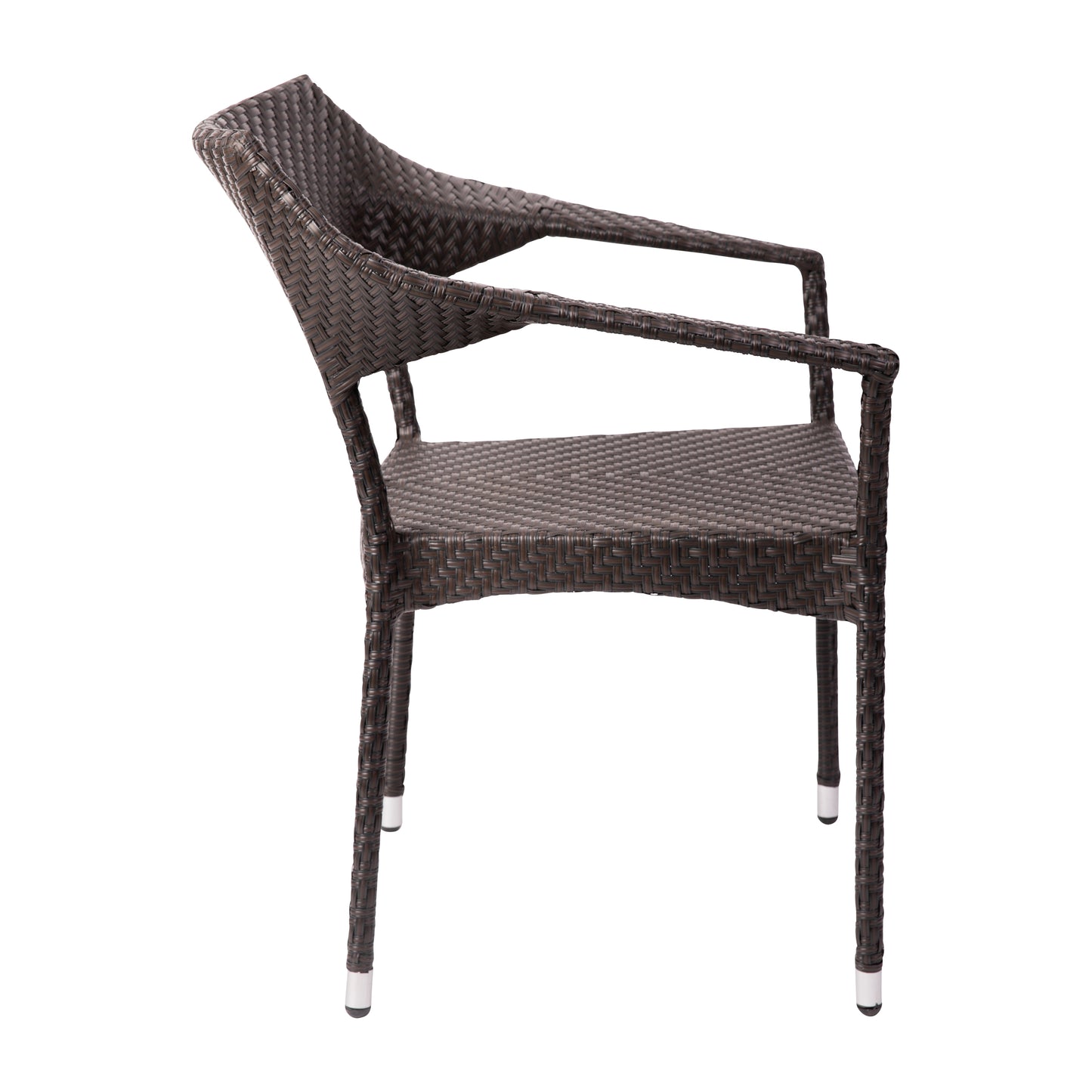 Jace Commercial Grade Stacking Patio Chair, All Weather PE Rattan Wicker Patio Dining Chair in Espresso Espresso