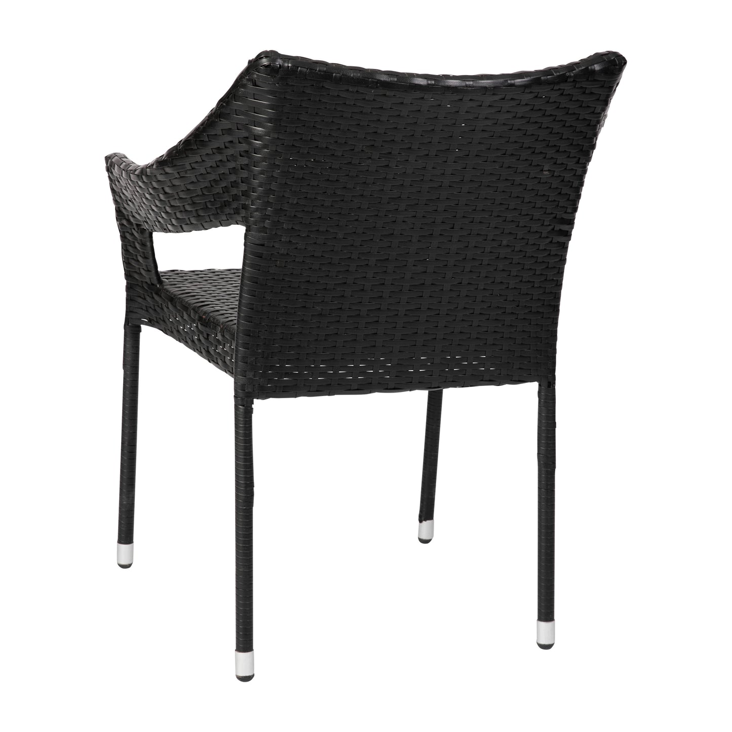 Ethan Commercial Grade Stacking Patio Chair, All Weather PE Rattan Wicker Patio Dining Chair in Black Black