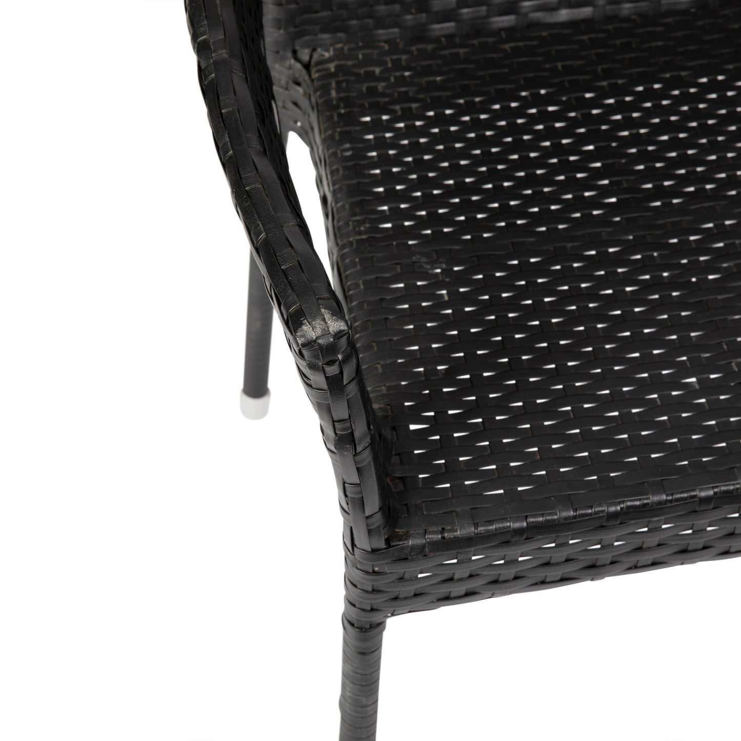 Ethan Commercial Grade Stacking Patio Chair, All Weather PE Rattan Wicker Patio Dining Chair in Black Black