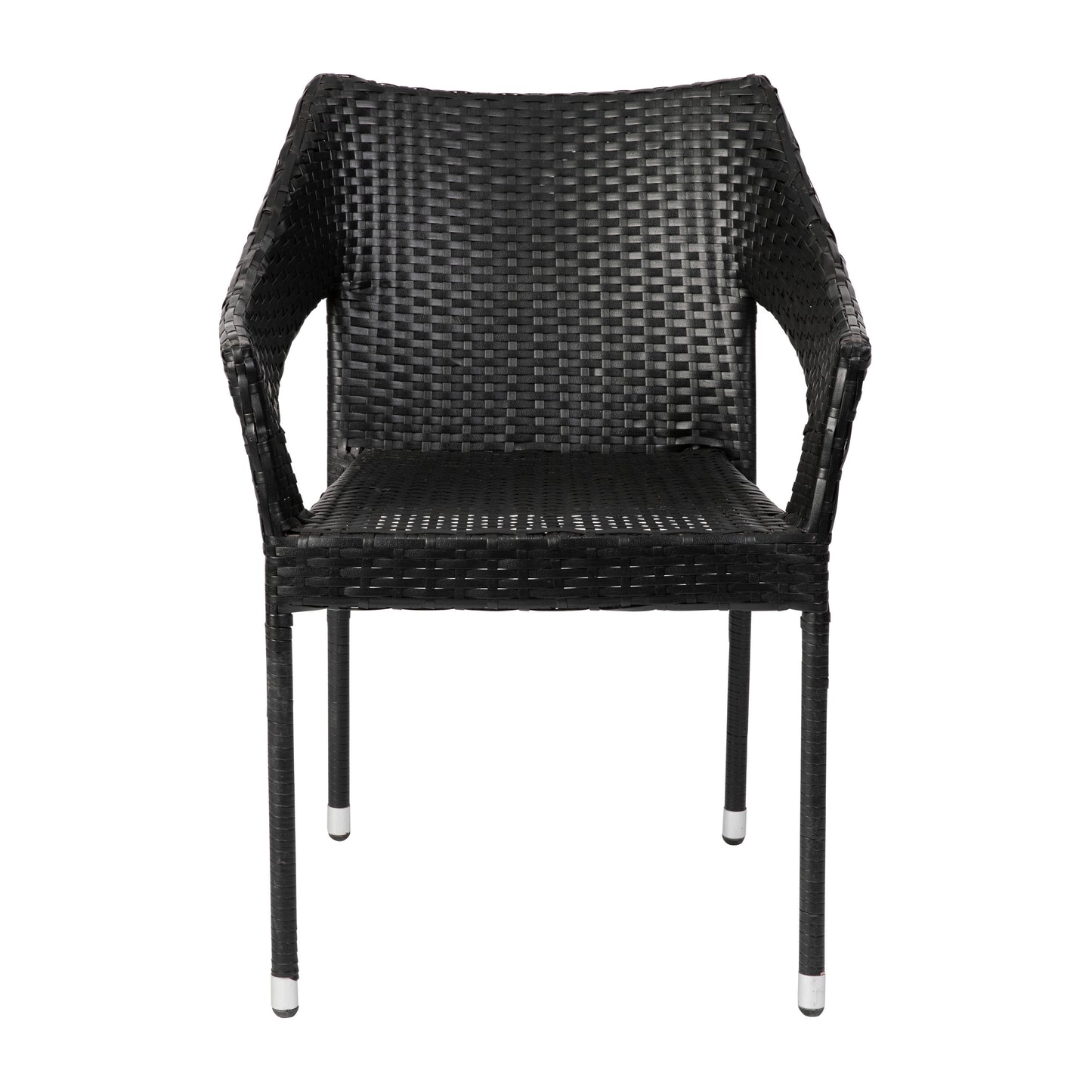 Ethan Commercial Grade Stacking Patio Chair, All Weather PE Rattan Wicker Patio Dining Chair in Black Black