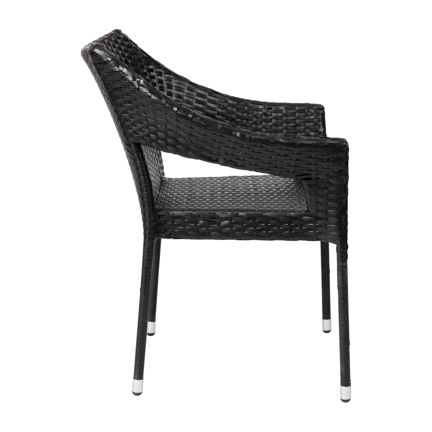 Ethan Commercial Grade Stacking Patio Chair, All Weather PE Rattan Wicker Patio Dining Chair in Black Black