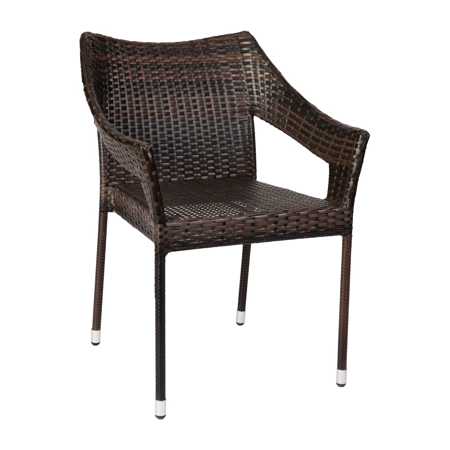 Ethan Commercial Grade Stacking Patio Chair, All Weather PE Rattan Wicker Patio Dining Chair in Espresso Espresso
