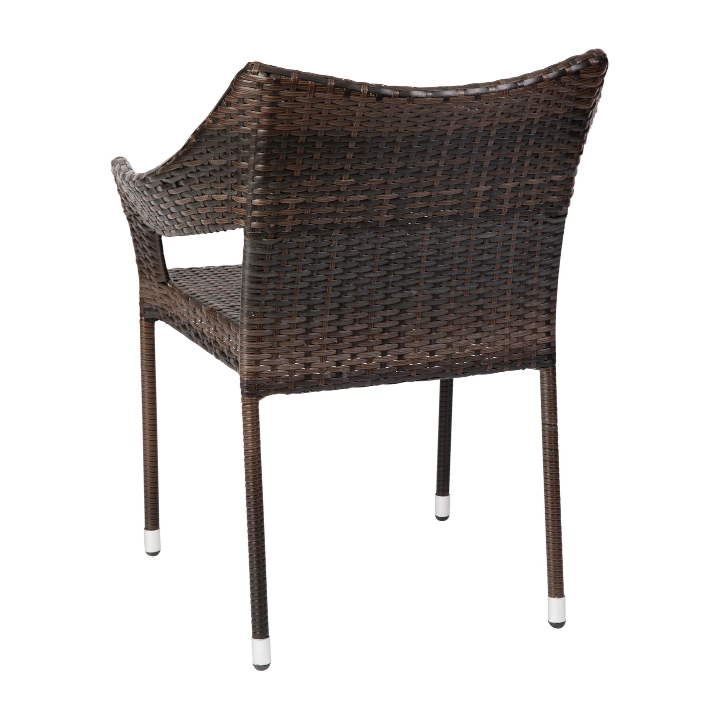 Ethan Commercial Grade Stacking Patio Chair, All Weather PE Rattan Wicker Patio Dining Chair in Espresso Espresso
