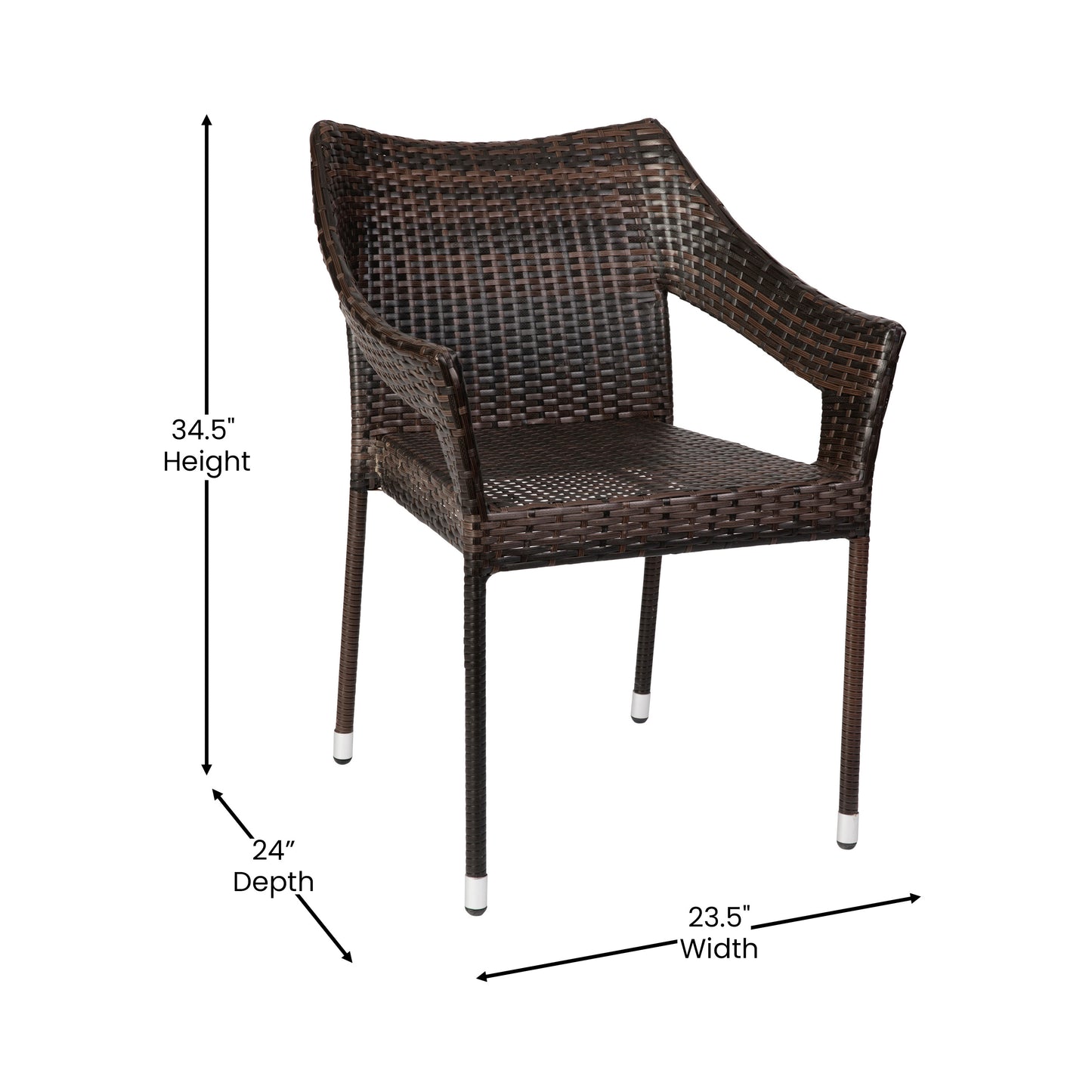 Ethan Commercial Grade Stacking Patio Chair, All Weather PE Rattan Wicker Patio Dining Chair in Espresso Espresso