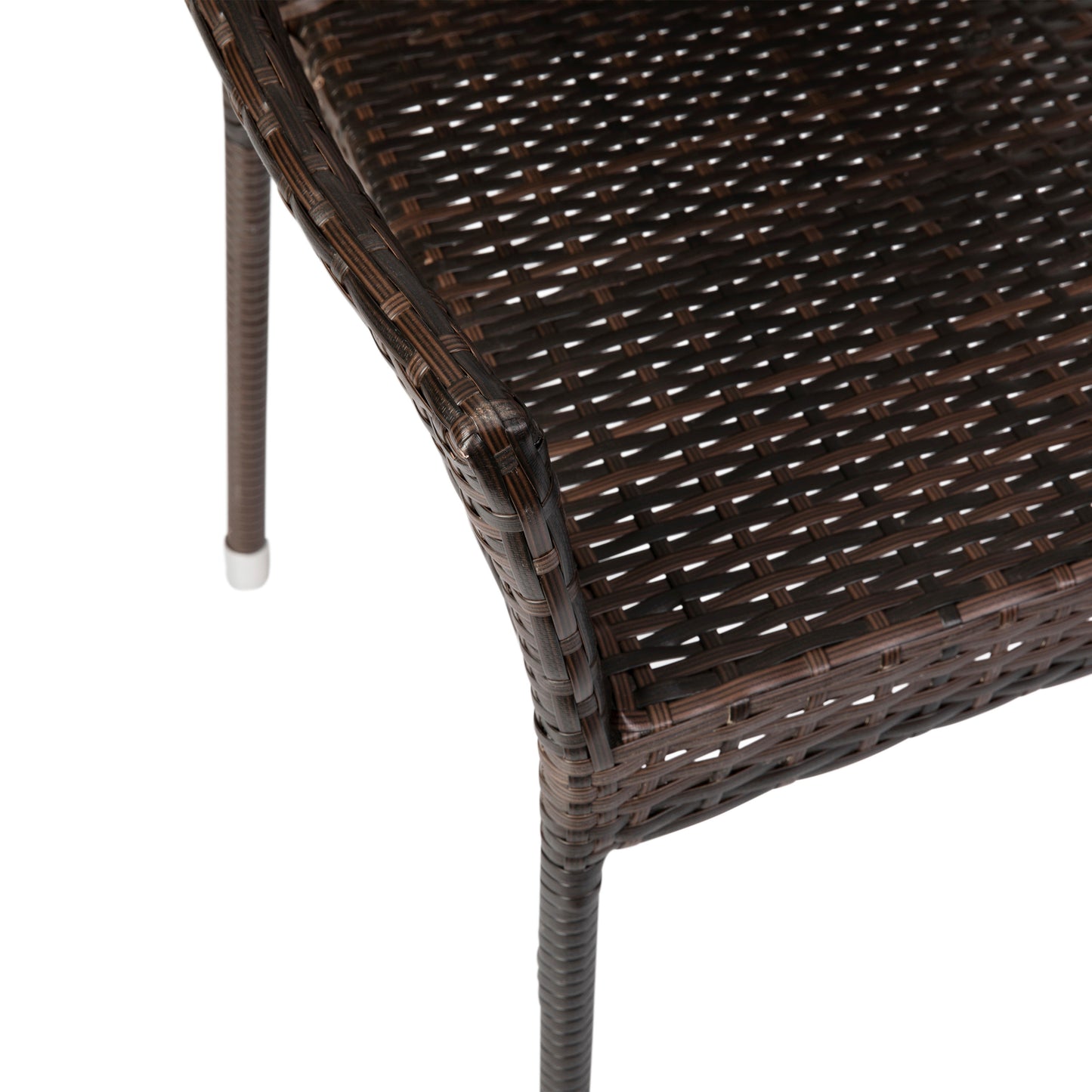 Ethan Commercial Grade Stacking Patio Chair, All Weather PE Rattan Wicker Patio Dining Chair in Espresso Espresso