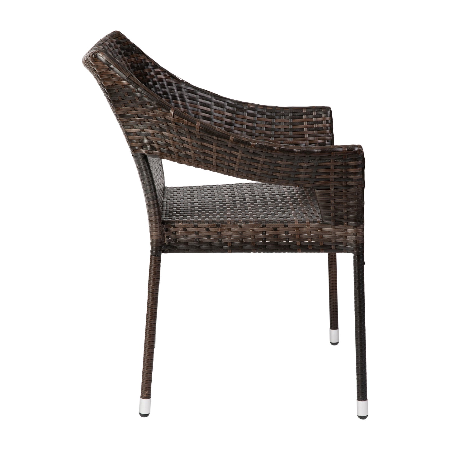 Ethan Commercial Grade Stacking Patio Chair, All Weather PE Rattan Wicker Patio Dining Chair in Espresso Espresso