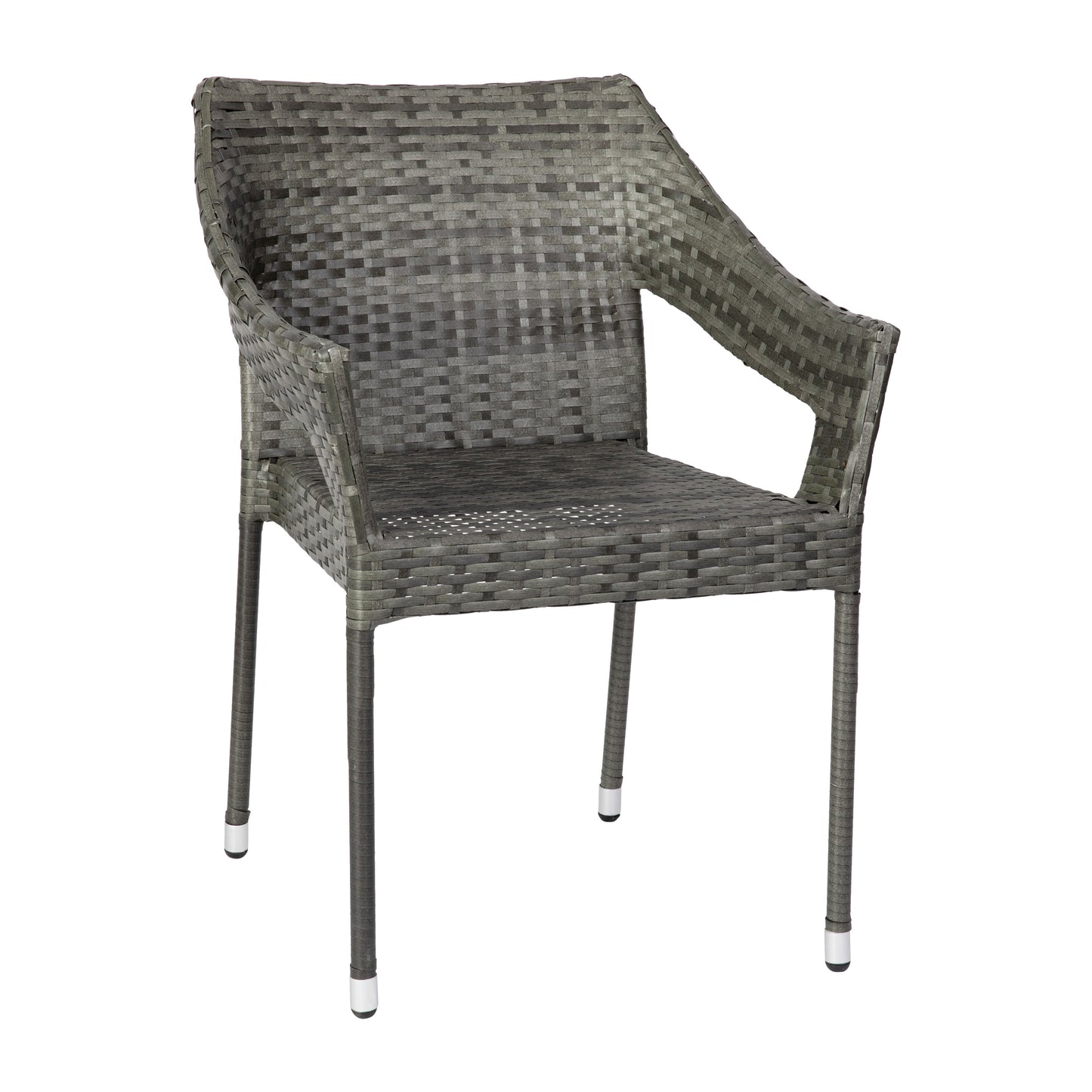 Ethan Commercial Grade Stacking Patio Chair, All Weather PE Rattan Wicker Patio Dining Chair in Gray Gray
