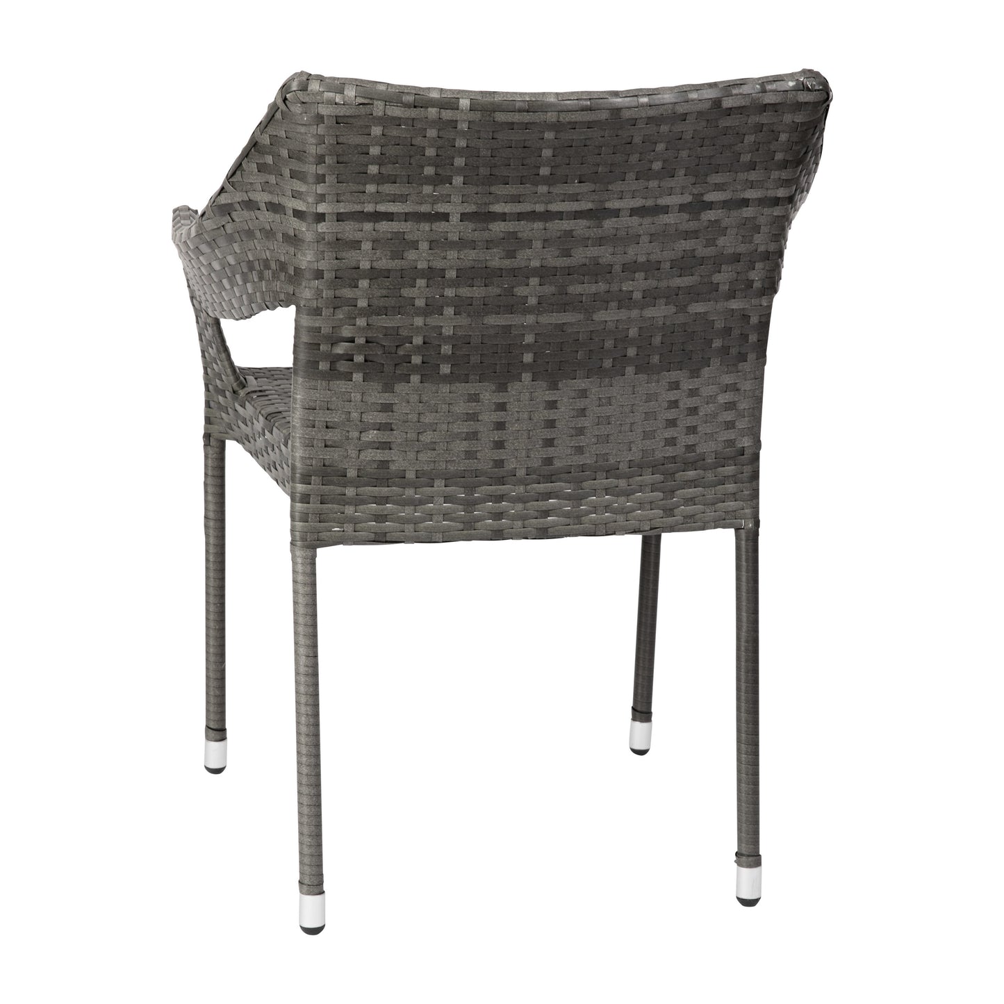 Ethan Commercial Grade Stacking Patio Chair, All Weather PE Rattan Wicker Patio Dining Chair in Gray Gray