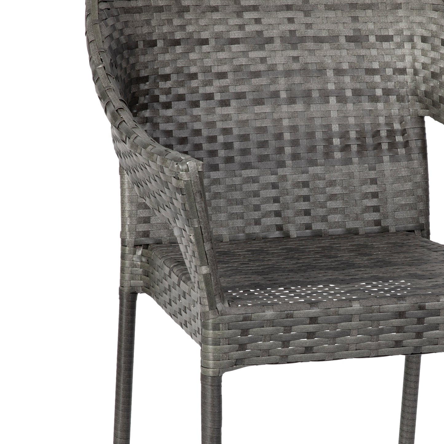 Ethan Commercial Grade Stacking Patio Chair, All Weather PE Rattan Wicker Patio Dining Chair in Gray Gray