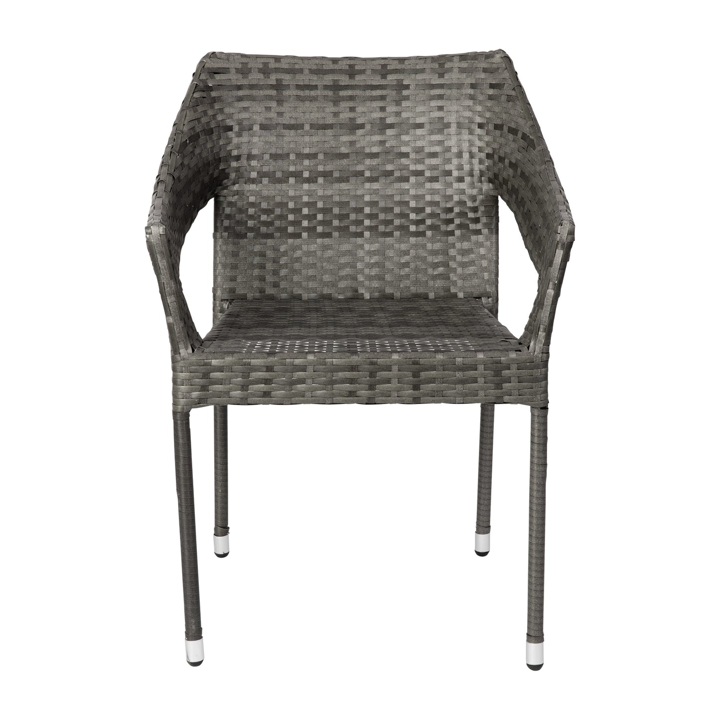 Ethan Commercial Grade Stacking Patio Chair, All Weather PE Rattan Wicker Patio Dining Chair in Gray Gray