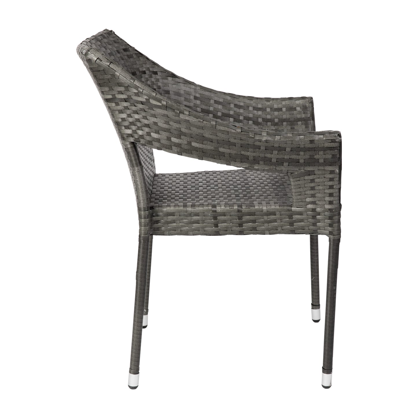Ethan Commercial Grade Stacking Patio Chair, All Weather PE Rattan Wicker Patio Dining Chair in Gray Gray