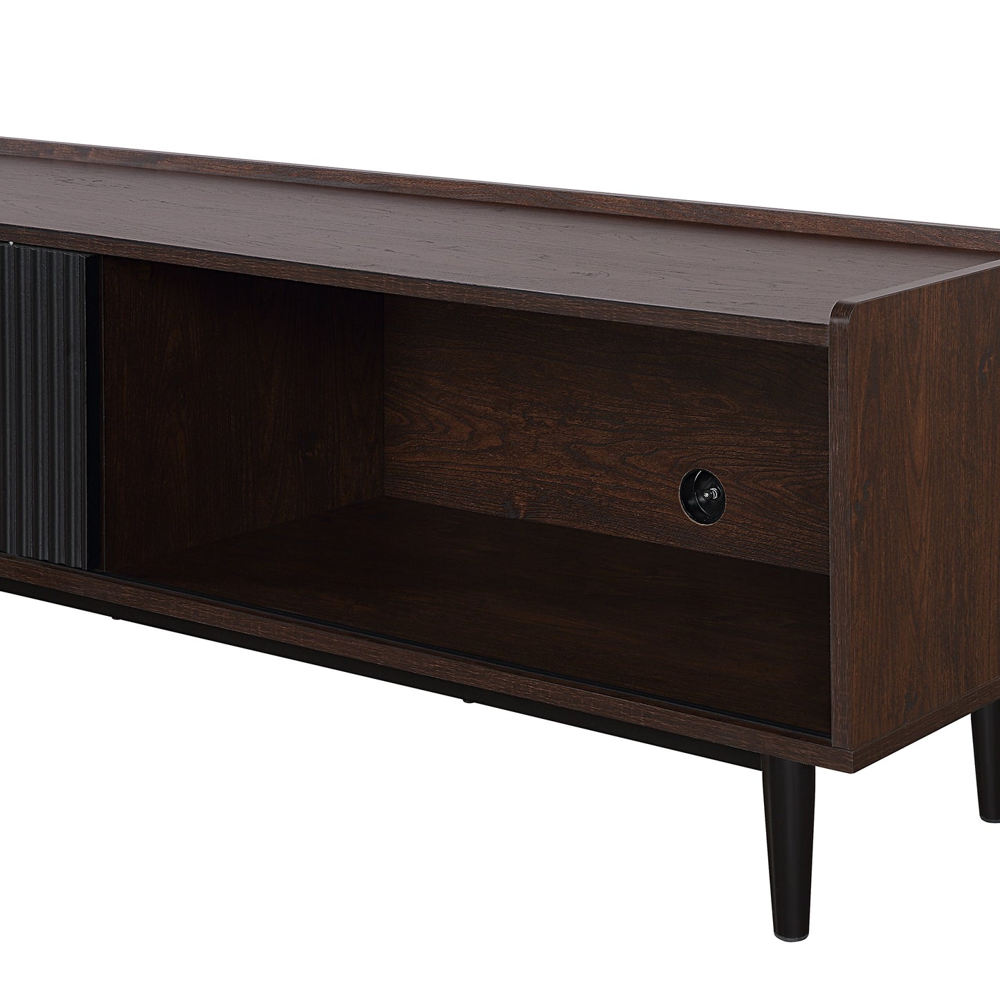 Manhattan Comfort Duane 59.25 Modern Ribbed TV Stand in Dark Brown and Black TV-8GLF-BK