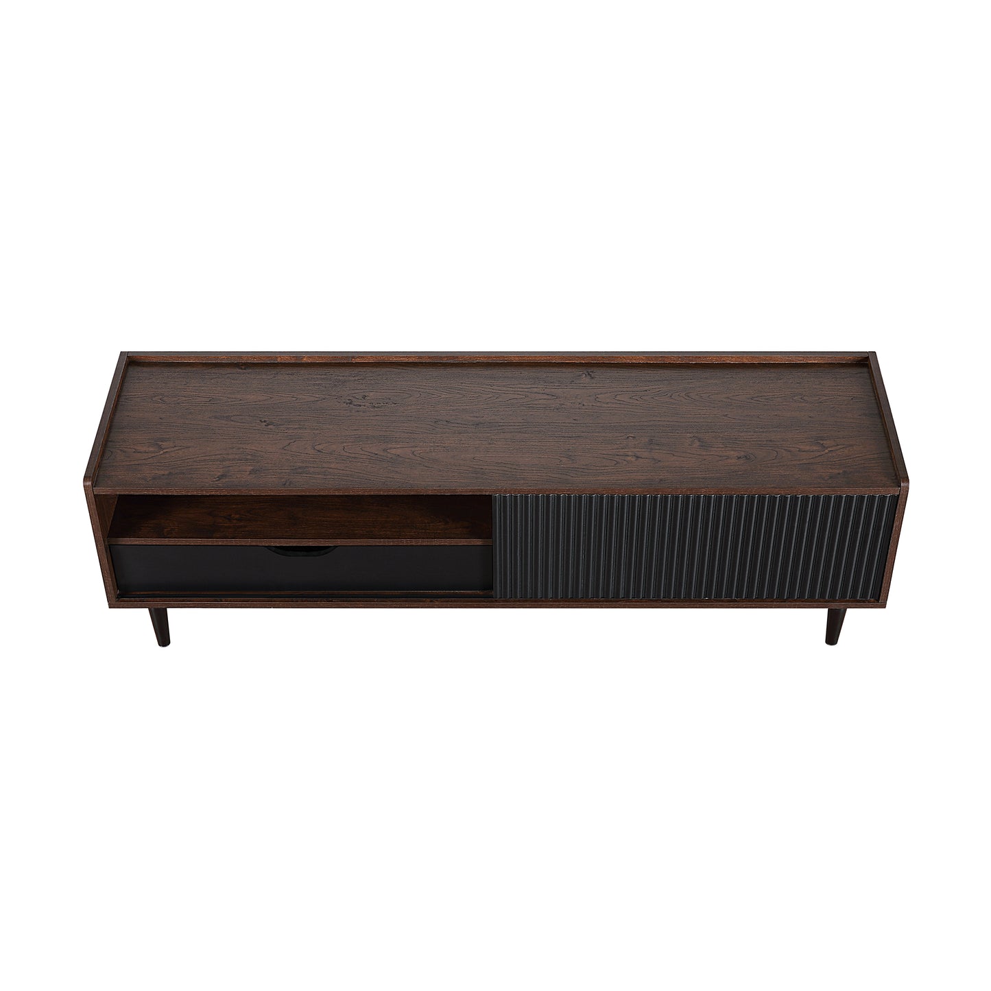 Manhattan Comfort Duane 59.25 Modern Ribbed TV Stand in Dark Brown and Black TV-8GLF-BK