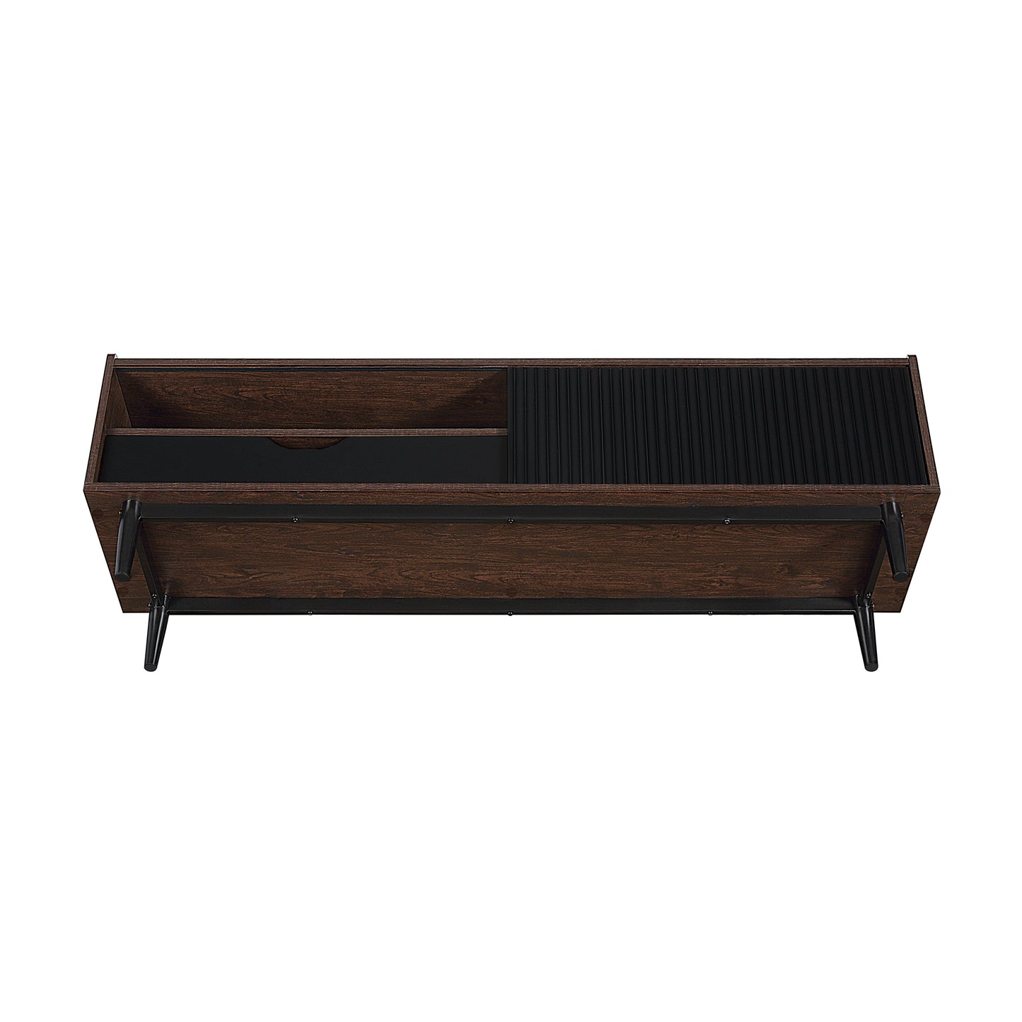 Manhattan Comfort Duane 59.25 Modern Ribbed TV Stand in Dark Brown and Black TV-8GLF-BK