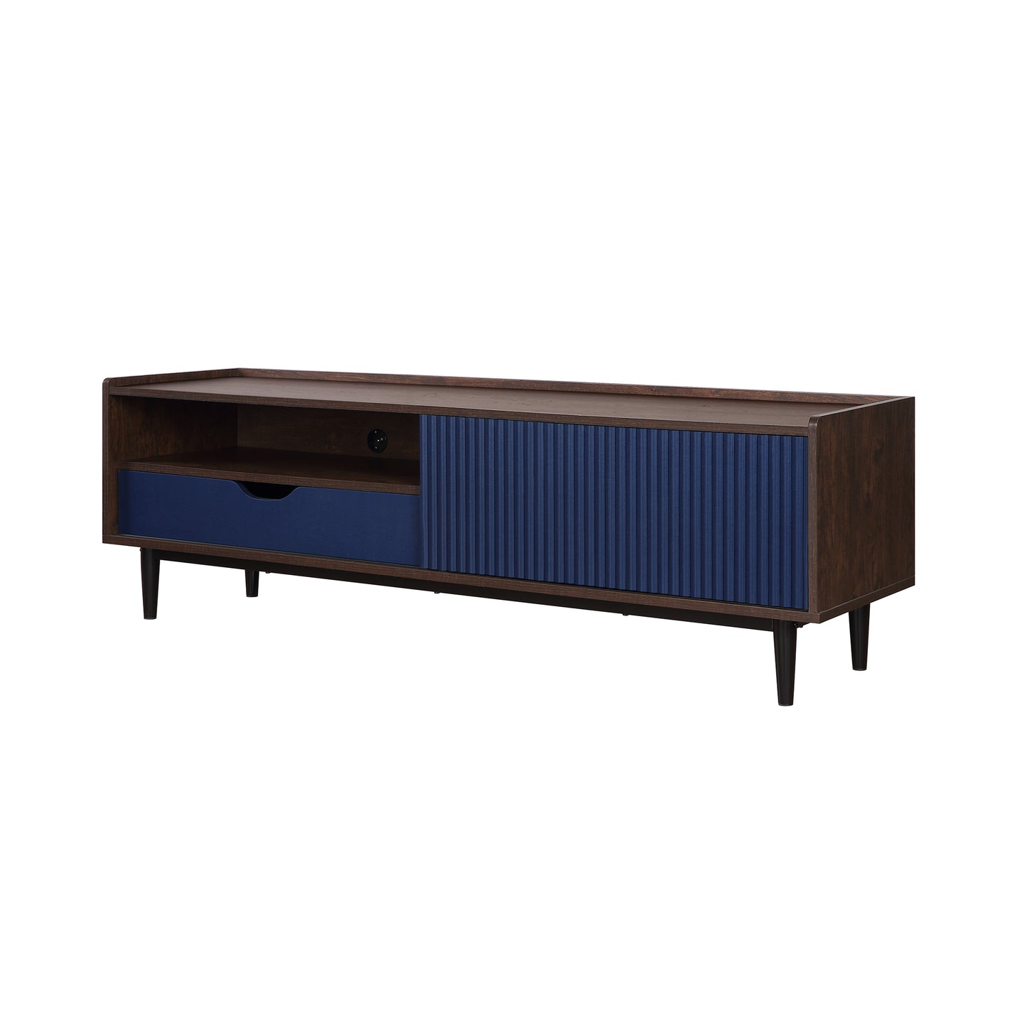 Duane Mid-Century Modern 59" Fluted TV Stand with Fluted Panels and Ample Storage