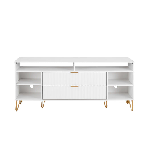 Dumbo Modern 63" Fluted TV Stand in White TV001-WH