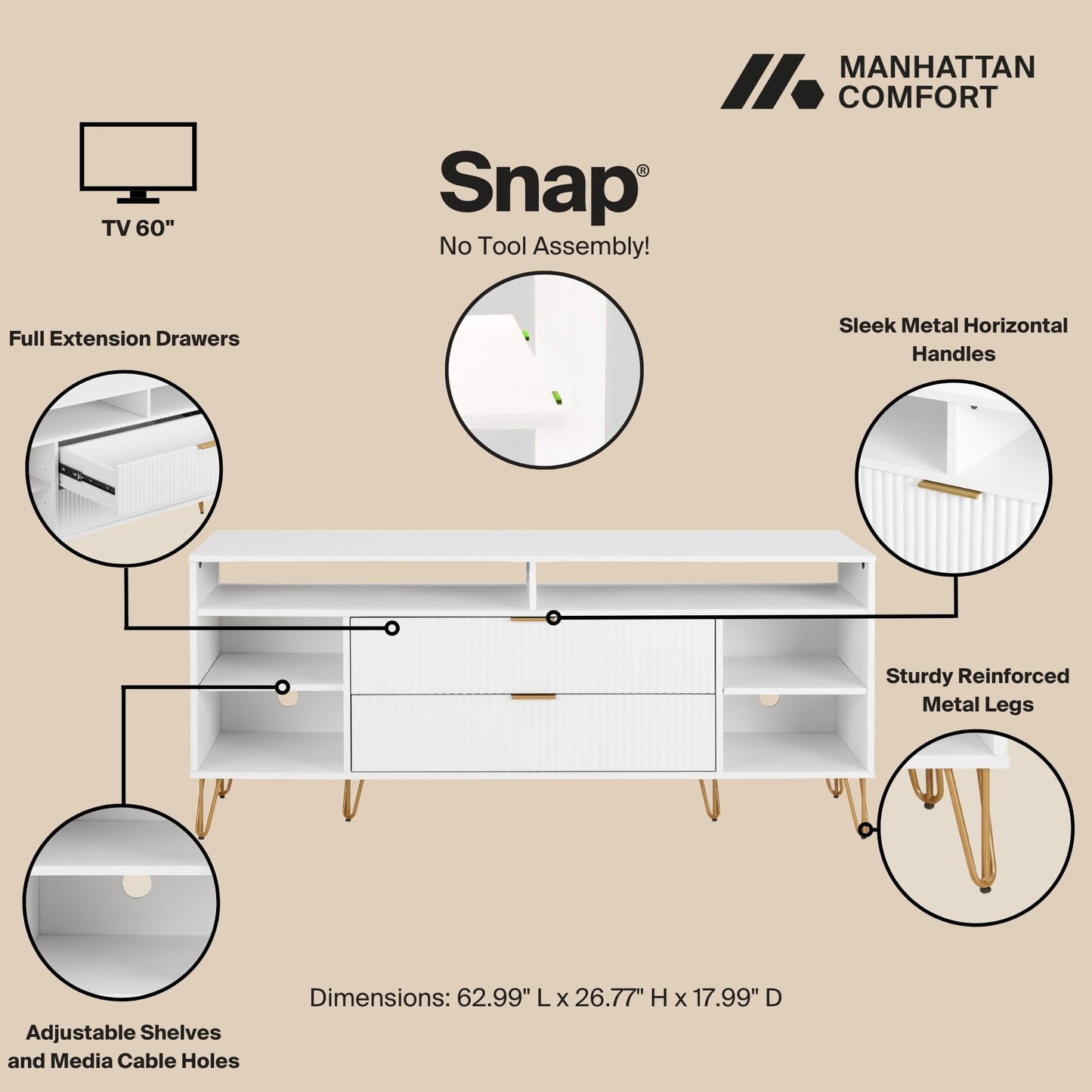 Dumbo Modern Fluted TV Stand — Elegant Mid-Century Inspired Entertainment Console