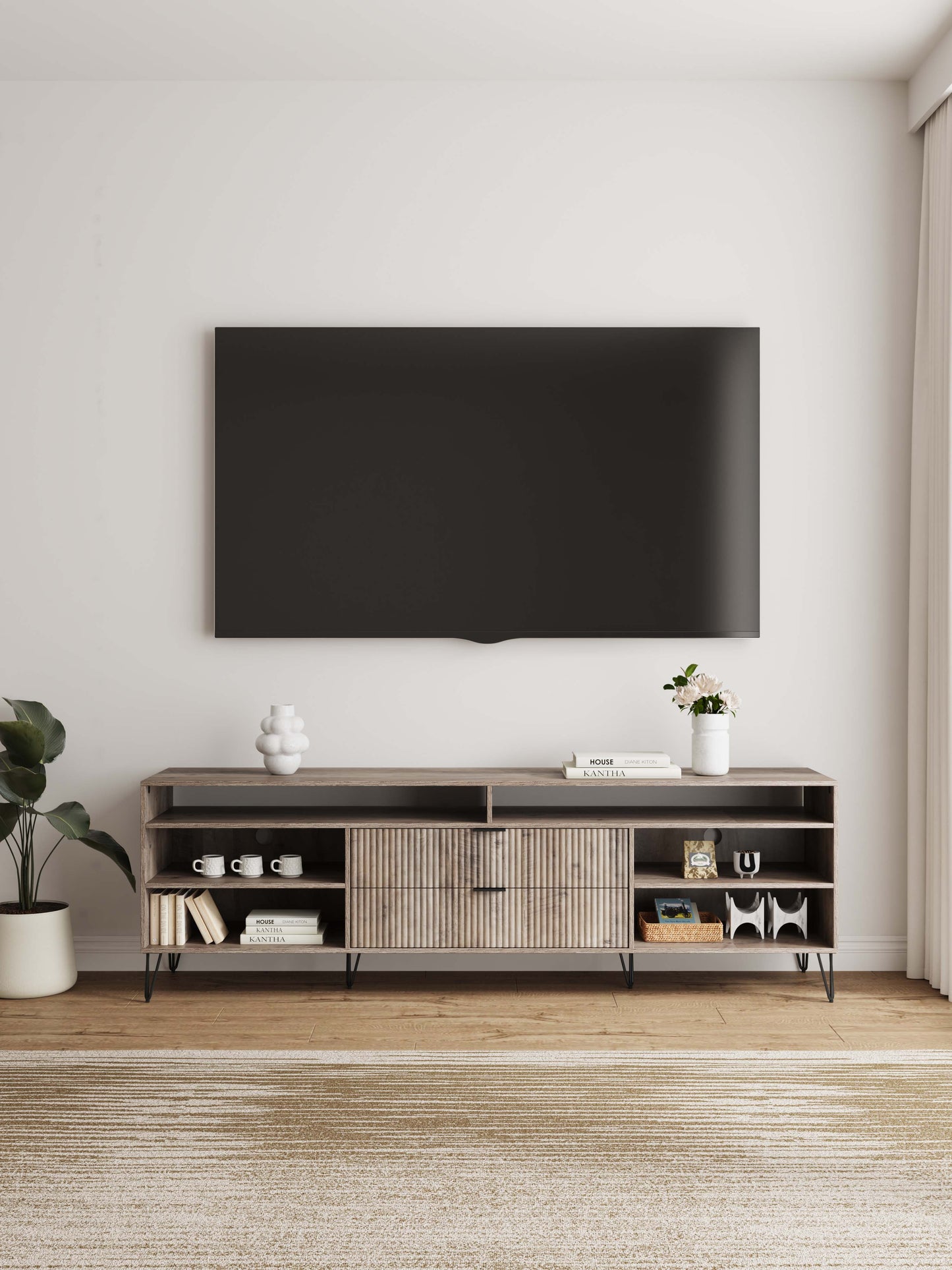 Dumbo Modern Fluted TV Stand TV002 — Contemporary Media Console for Living Room