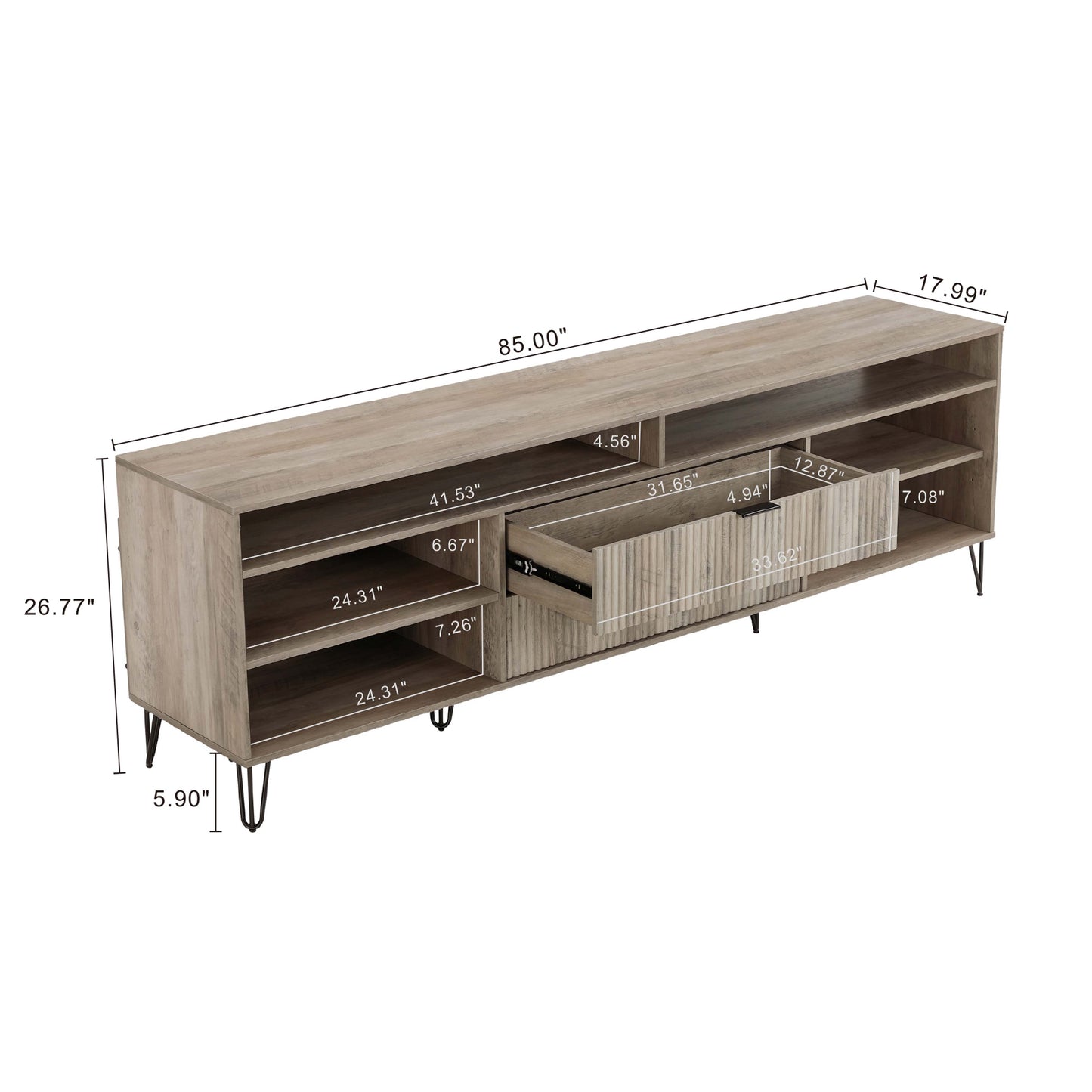Dumbo Modern Fluted TV Stand TV002 — Contemporary Media Console for Living Room