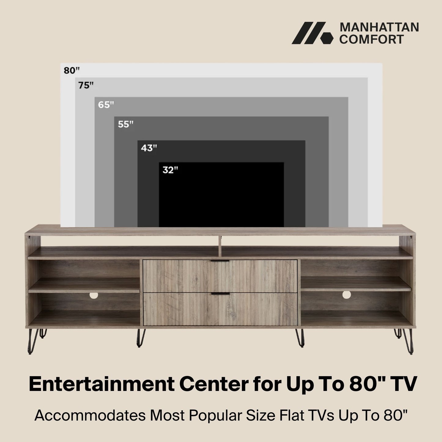 Dumbo Modern Fluted TV Stand TV002 — Contemporary Media Console for Living Room