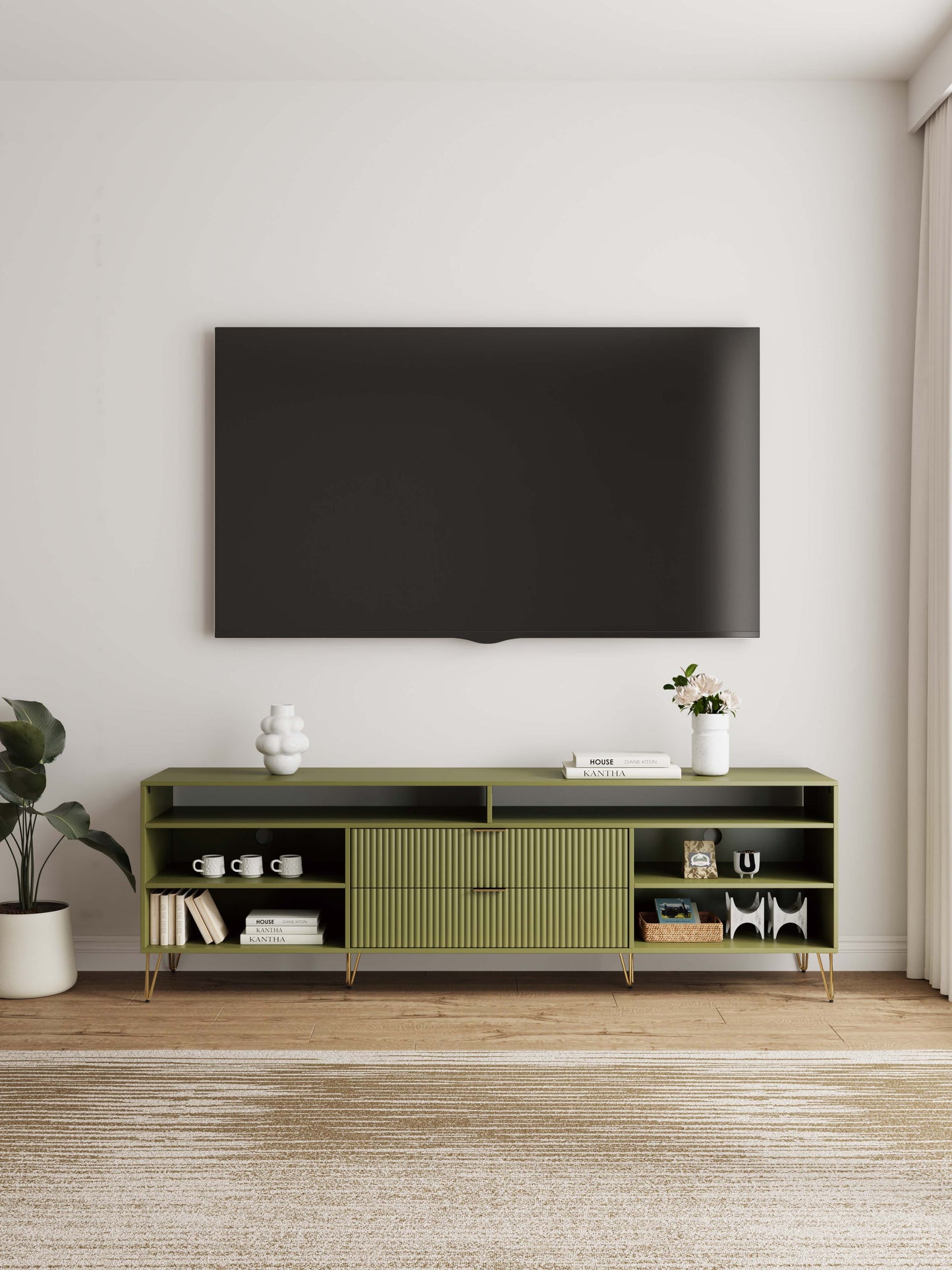 Dumbo Modern Fluted TV Stand TV002 — Contemporary Media Console for Living Room