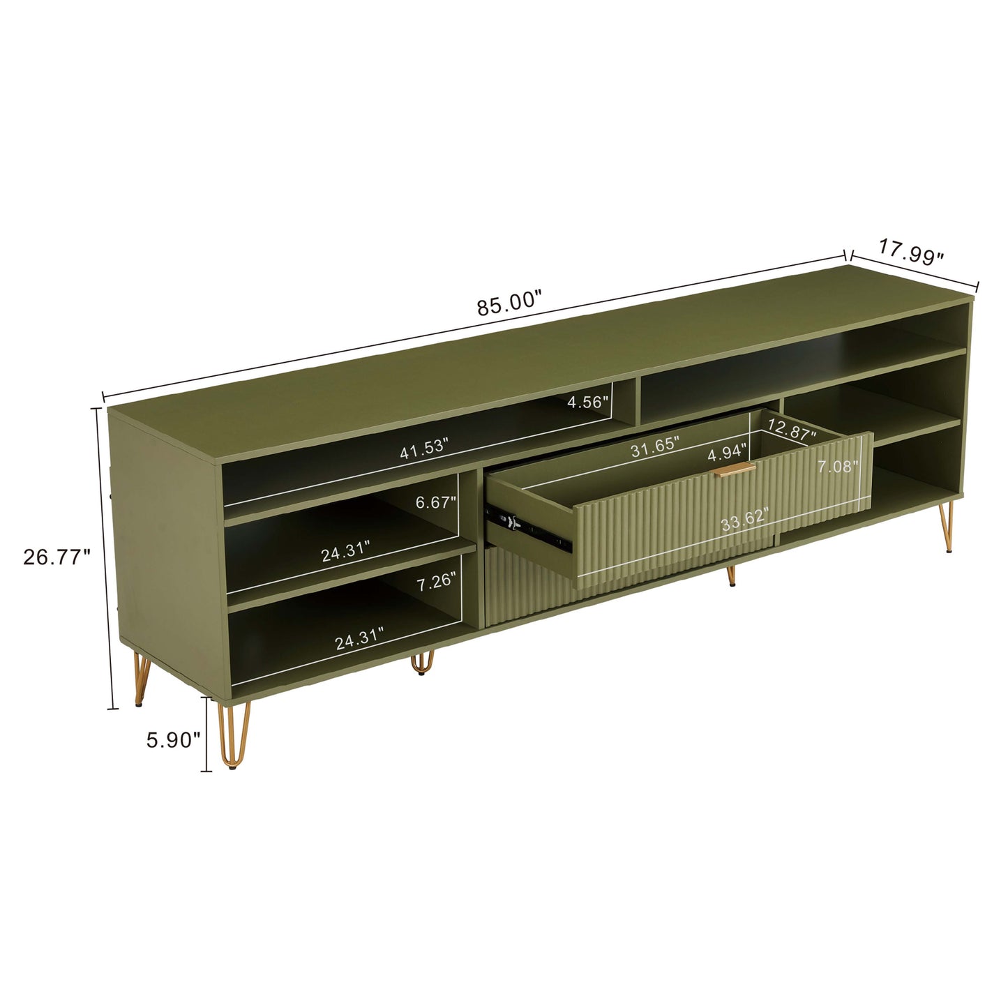 Dumbo Modern Fluted TV Stand TV002 — Contemporary Media Console for Living Room