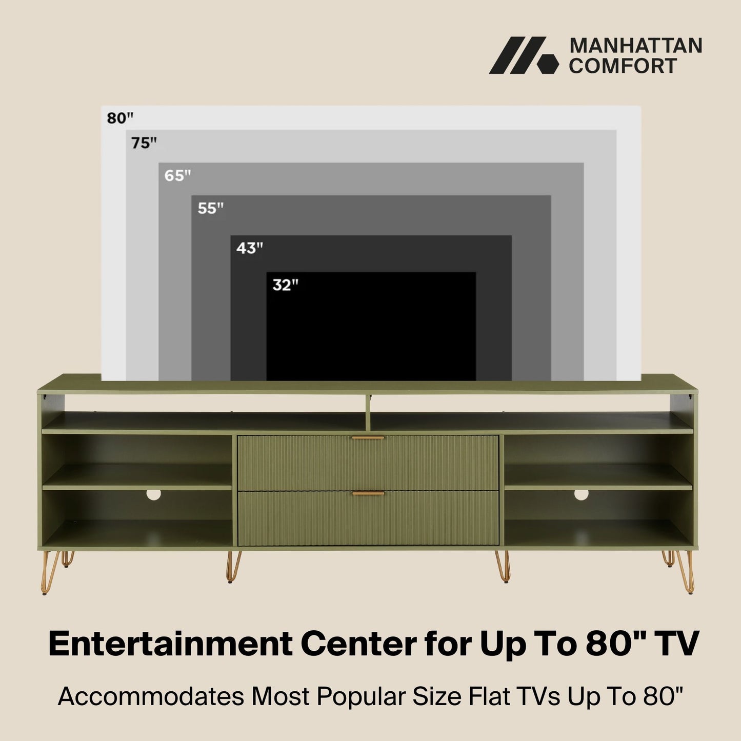 Dumbo Modern Fluted TV Stand TV002 — Contemporary Media Console for Living Room