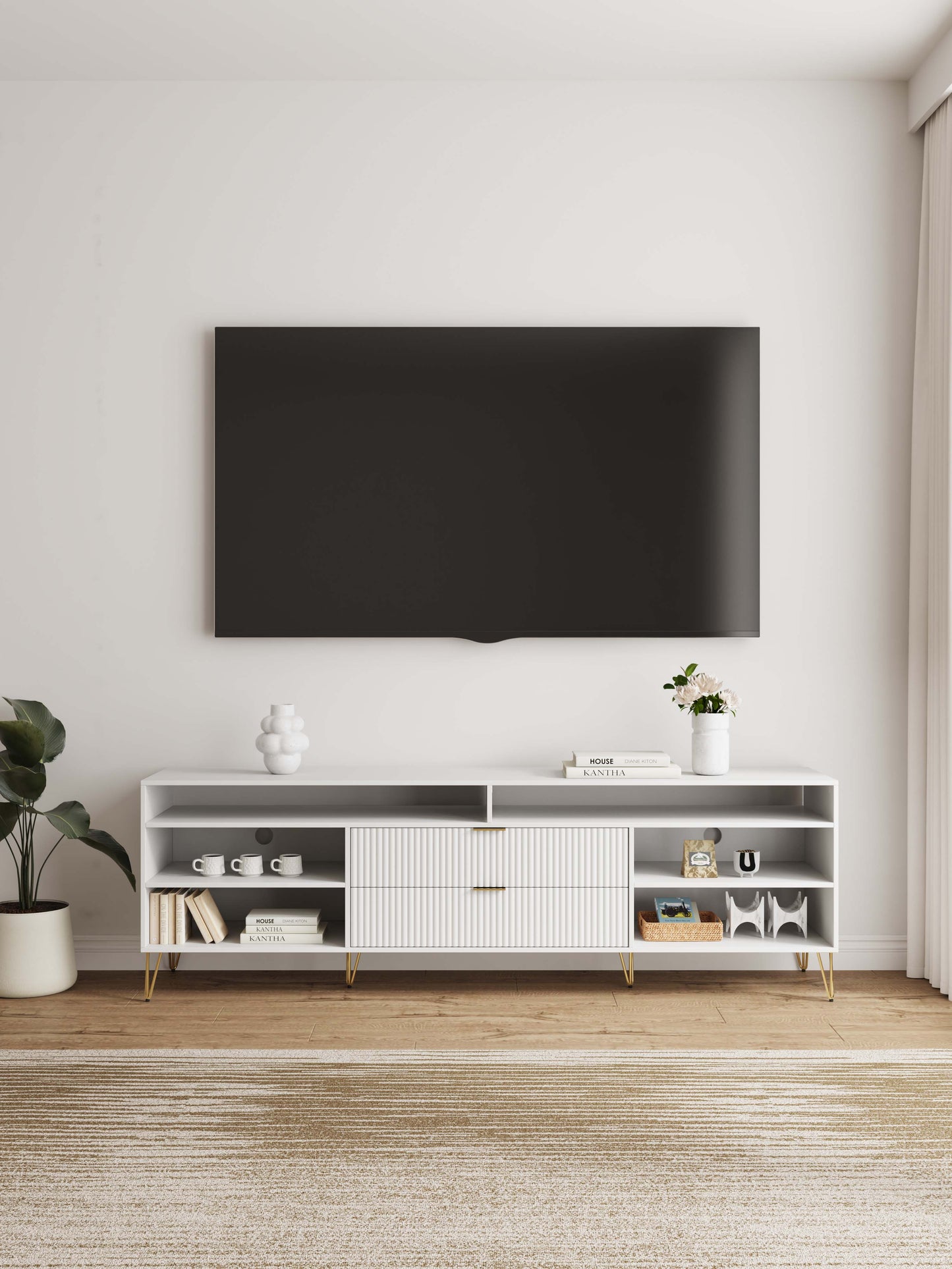 Dumbo Modern Fluted TV Stand TV002 — Contemporary Media Console for Living Room