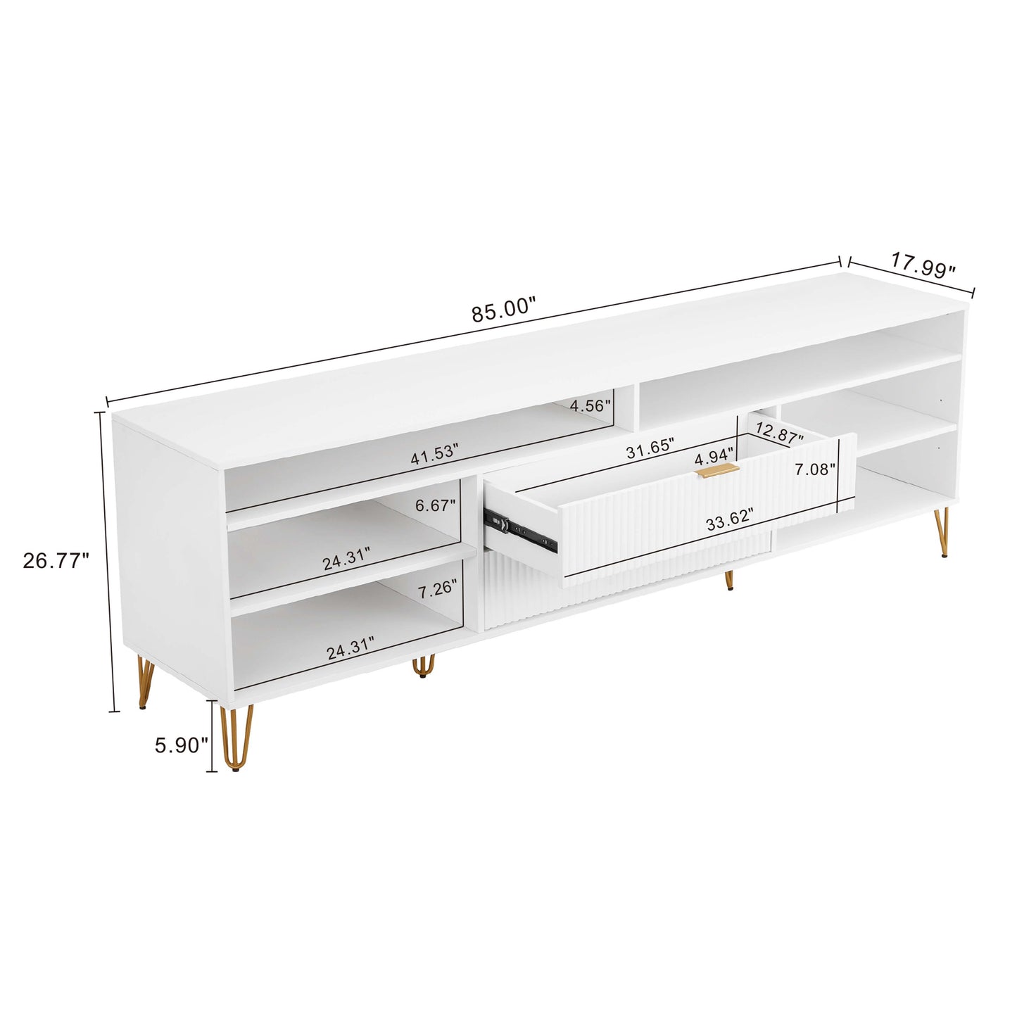 Dumbo Modern Fluted TV Stand TV002 — Contemporary Media Console for Living Room