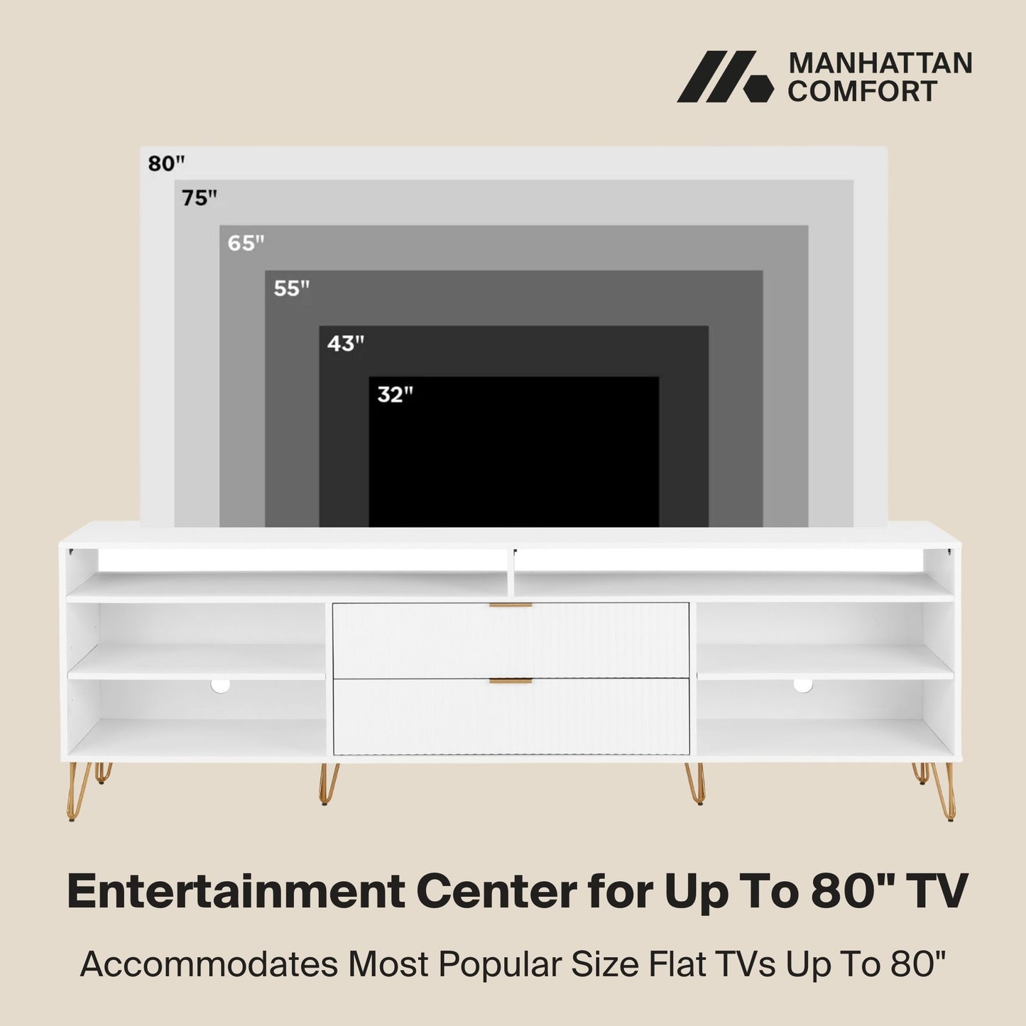 Dumbo Modern Fluted TV Stand TV002 — Contemporary Media Console for Living Room