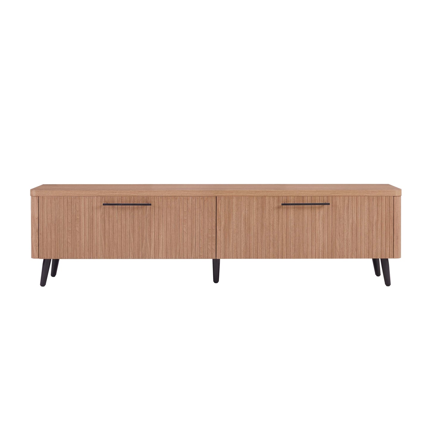 Jodie Mid-Century Modern Fluted TV Stand with Storage Compartments and Wood Grain Finish