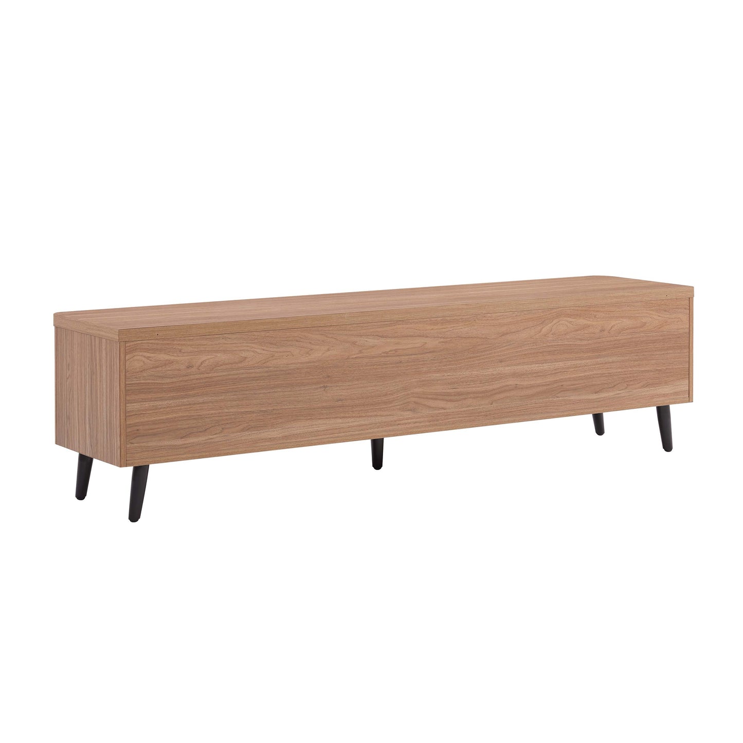Jodie Mid-Century Modern Fluted TV Stand with Storage Compartments and Wood Grain Finish