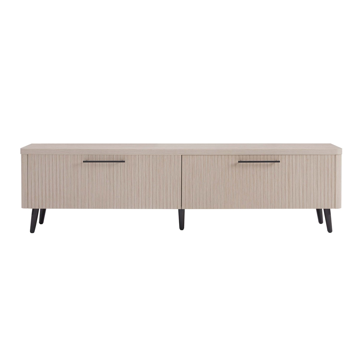 Jodie Mid-Century Modern Fluted TV Stand with Storage Compartments and Wood Grain Finish