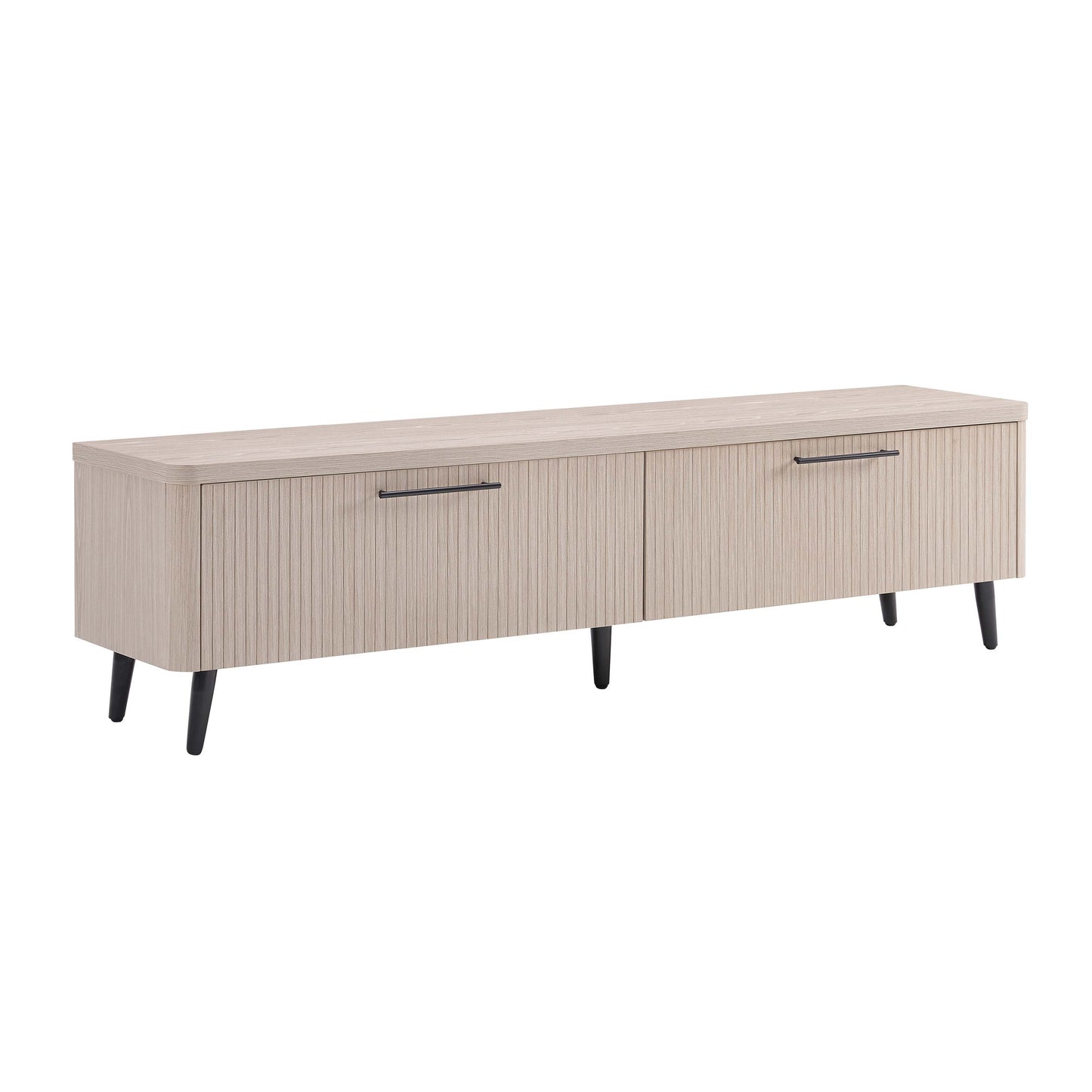 Jodie Mid-Century Modern Fluted TV Stand with Storage Compartments and Wood Grain Finish