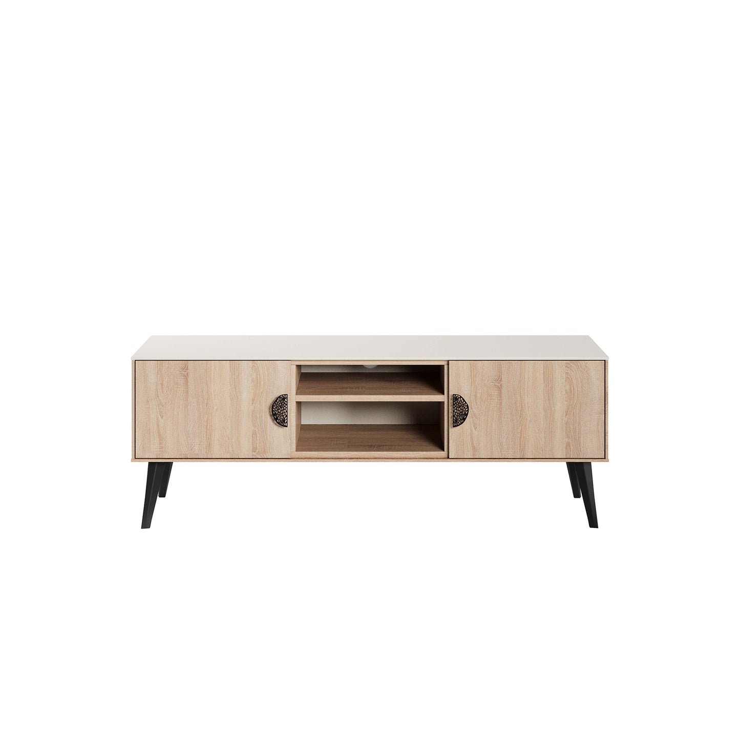 Manhattan Comfort Haley 55.10" Mid-Century Modern TV Stand in Natural and Nude TV005-NN