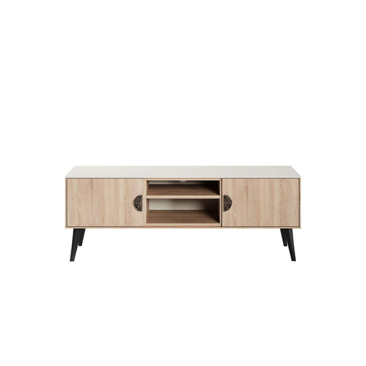 Manhattan Comfort Haley 55.10" Mid-Century Modern TV Stand in Natural and Nude TV005-NN