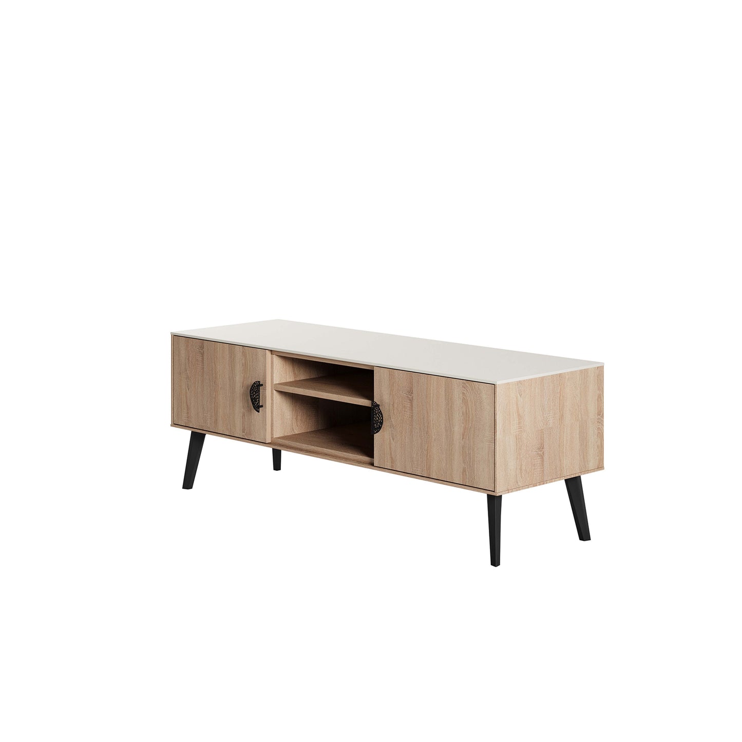 Manhattan Comfort Haley 55.10" Mid-Century Modern TV Stand in Natural and Nude TV005-NN