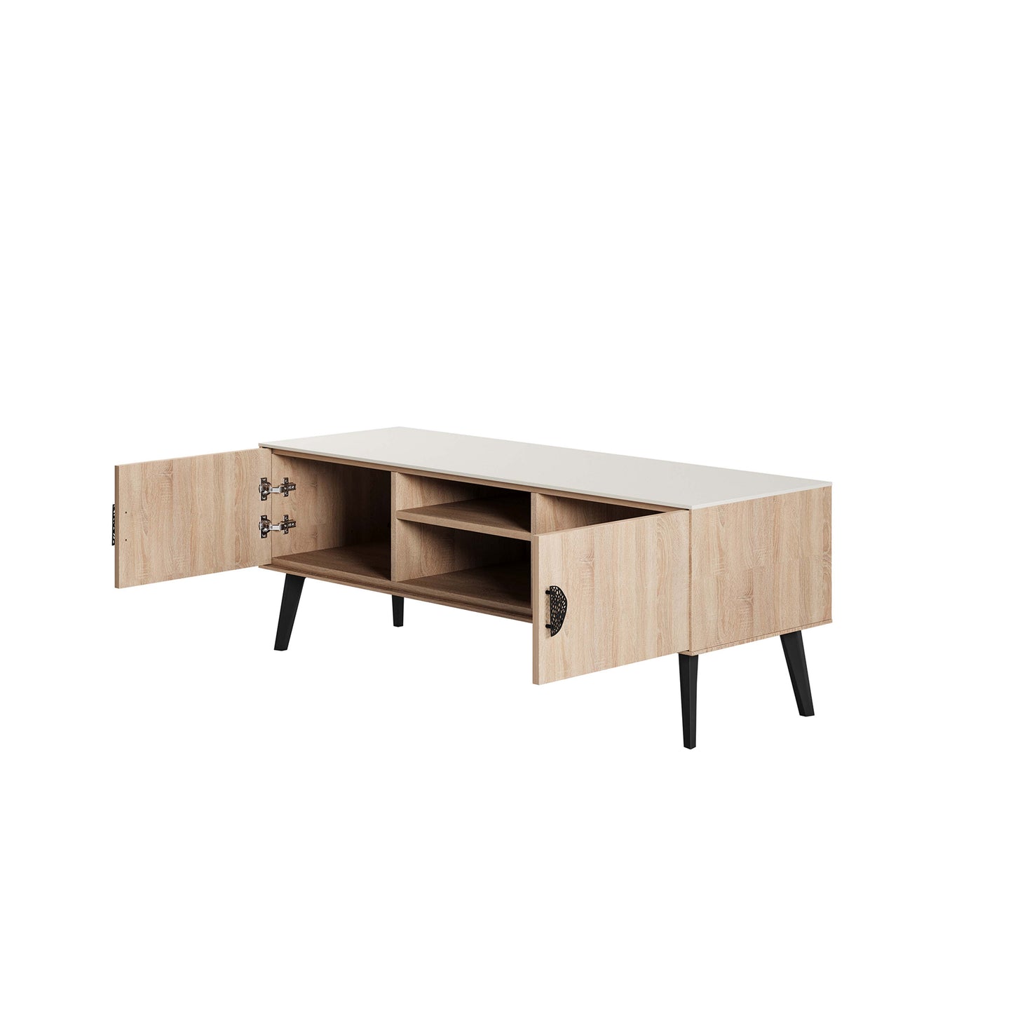 Manhattan Comfort Haley 55.10" Mid-Century Modern TV Stand in Natural and Nude TV005-NN