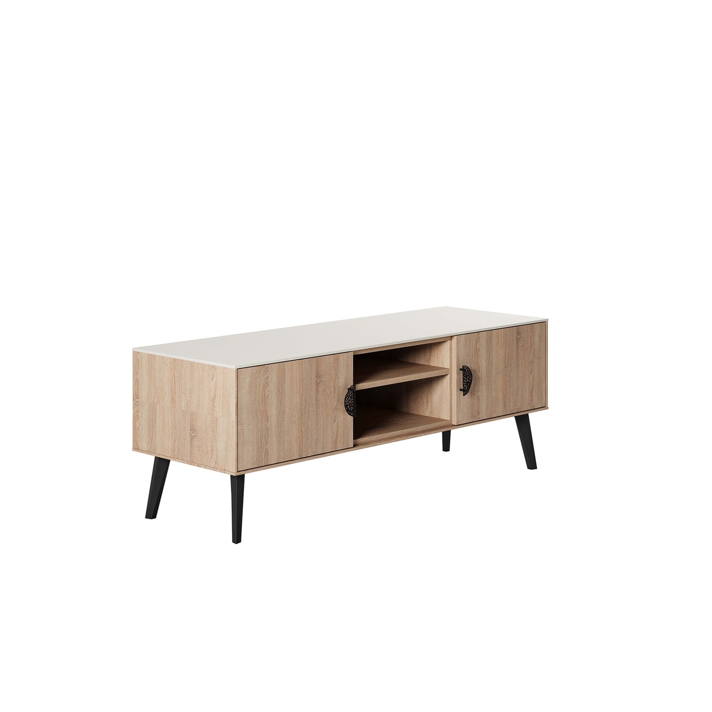 Manhattan Comfort Haley 55.10" Mid-Century Modern TV Stand in Natural and Nude TV005-NN