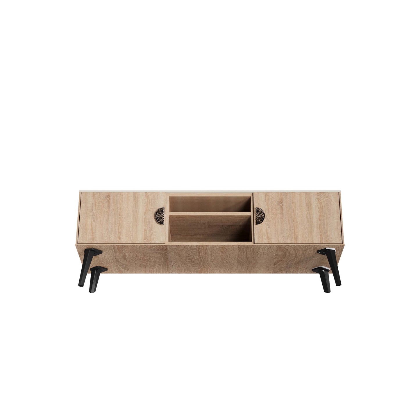 Manhattan Comfort Haley 55.10" Mid-Century Modern TV Stand in Natural and Nude TV005-NN